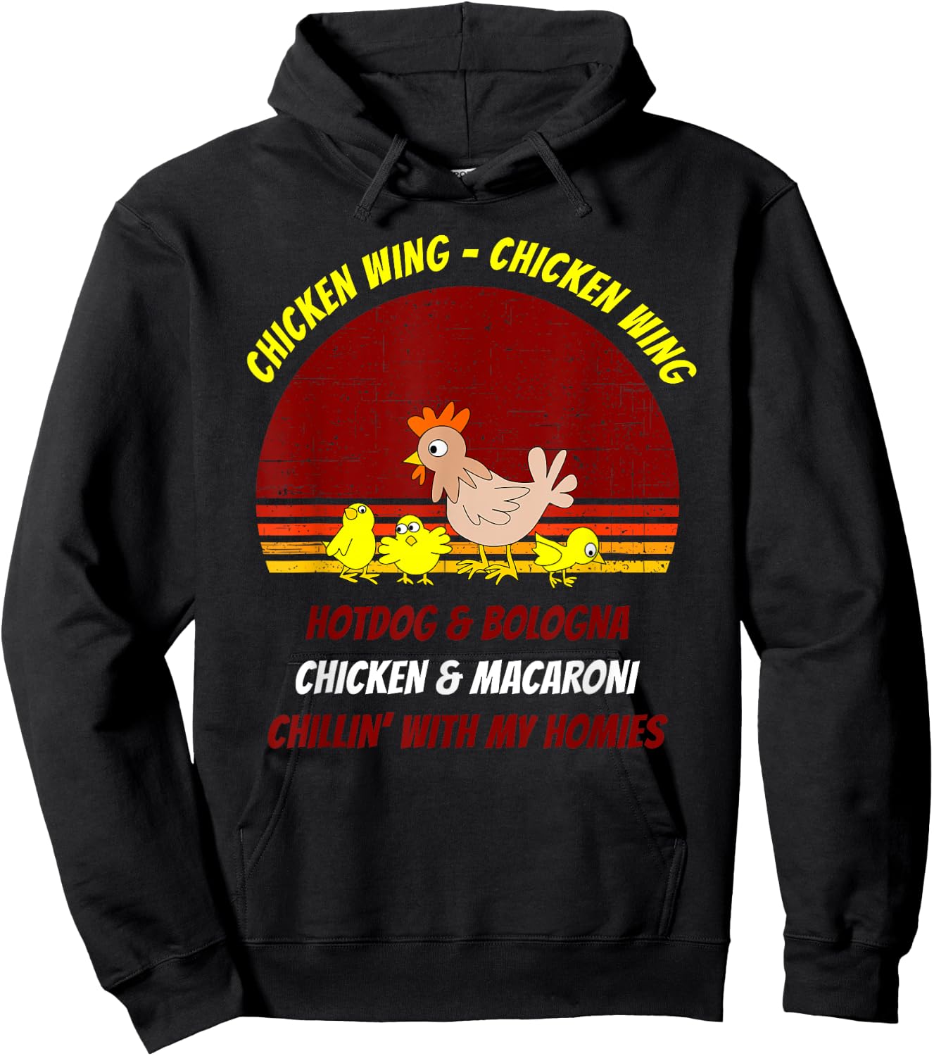 Chicken Wing Shirt Kids Retro Sunset For Boys Girls Hoodie - Hoodie | Black