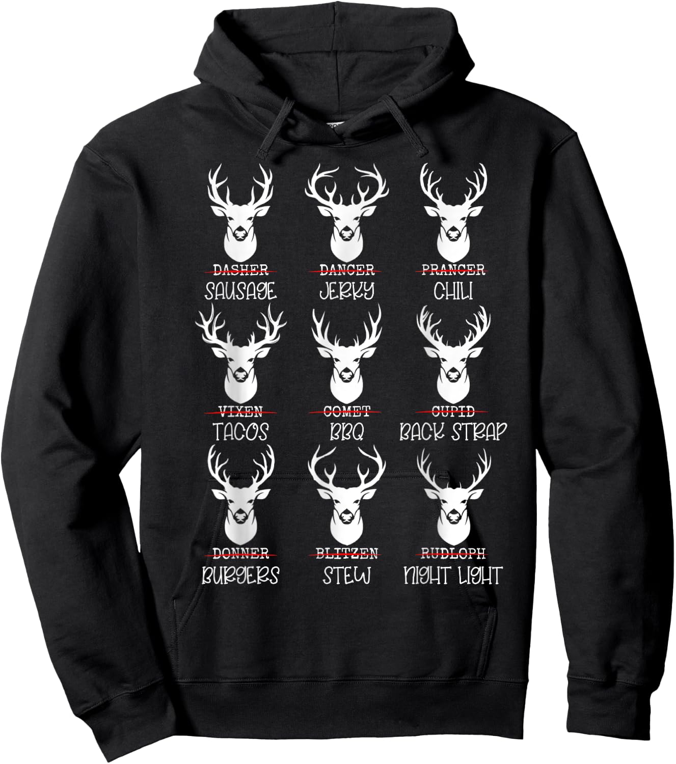 Deer Hunter Buck Lovers All Shanta's Reindeer Funny Deer Pun Hoodie - Hoodie | Black