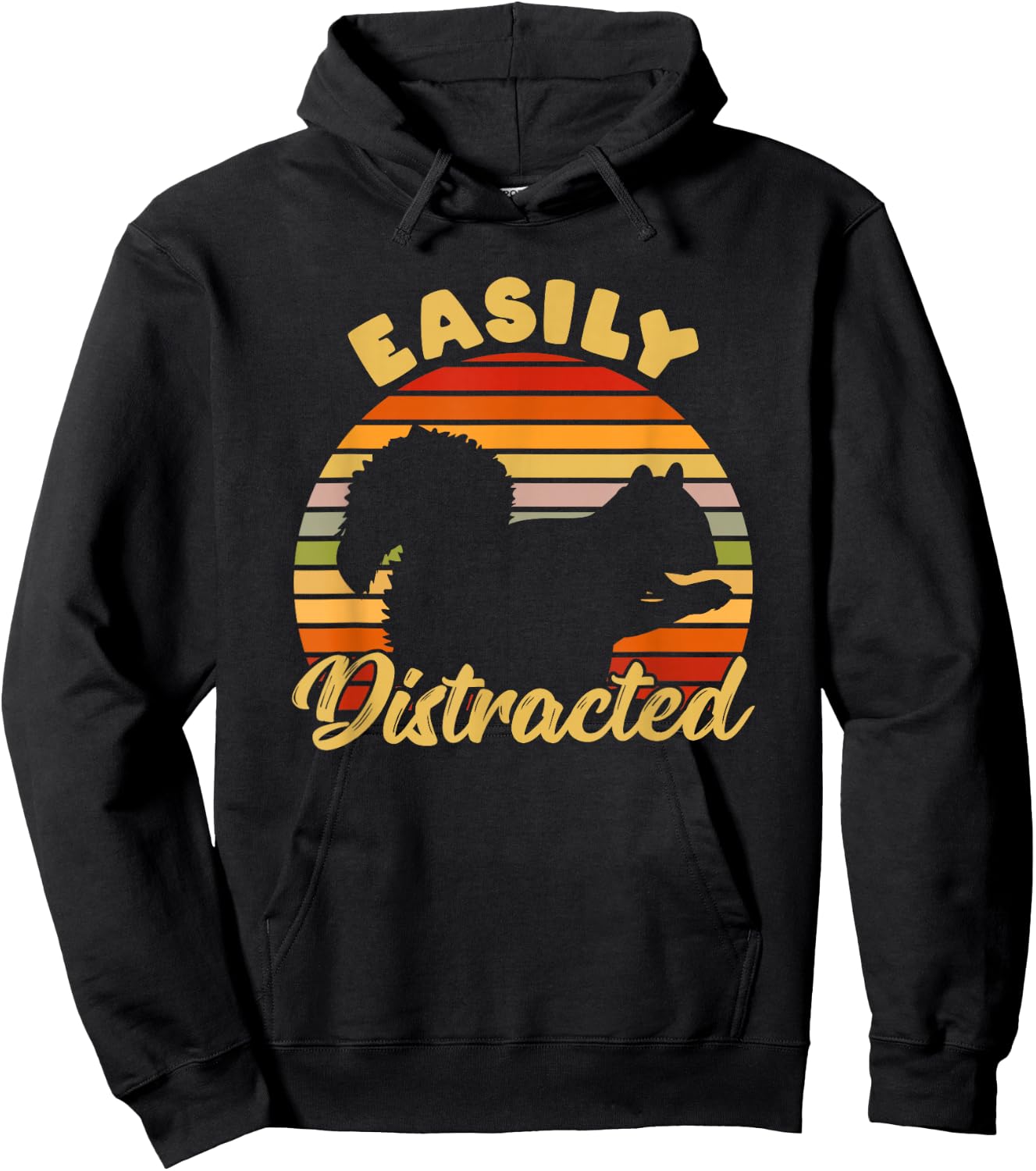 Retro ADHD Easily Distracted Squirrel Vintage Neurodiverse Hoodie - Hoodie | Black