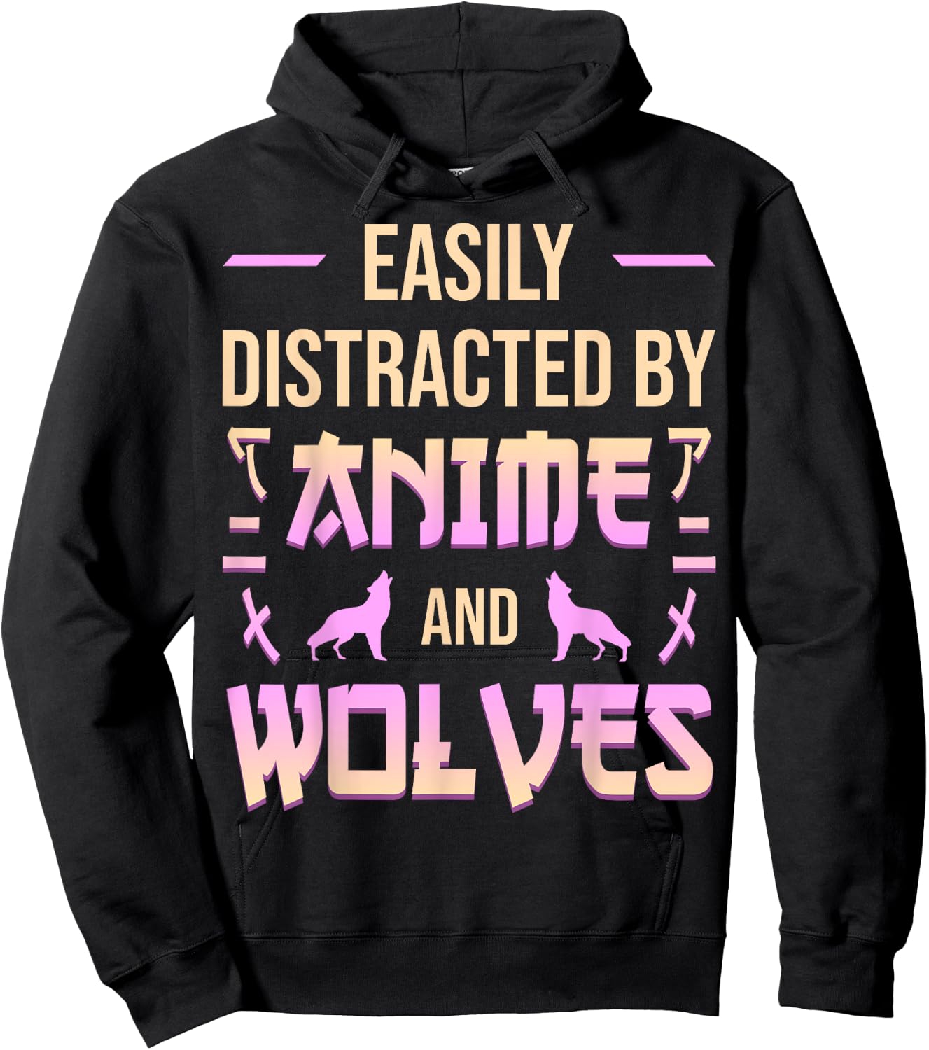 Anime And Wolves Kawaii Anime Lover Japanese Otaku Wolf Hoodie - Hoodie | Black