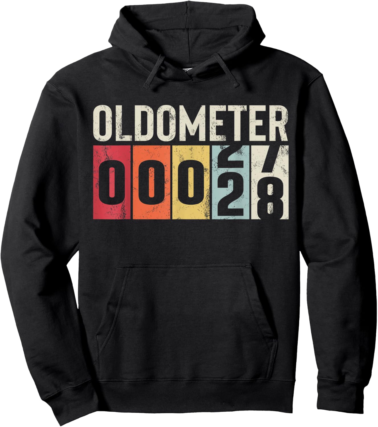 Funny 28 Years Old Oldometer Vintage 28th Birthday Odometer Hoodie - Hoodie | Black