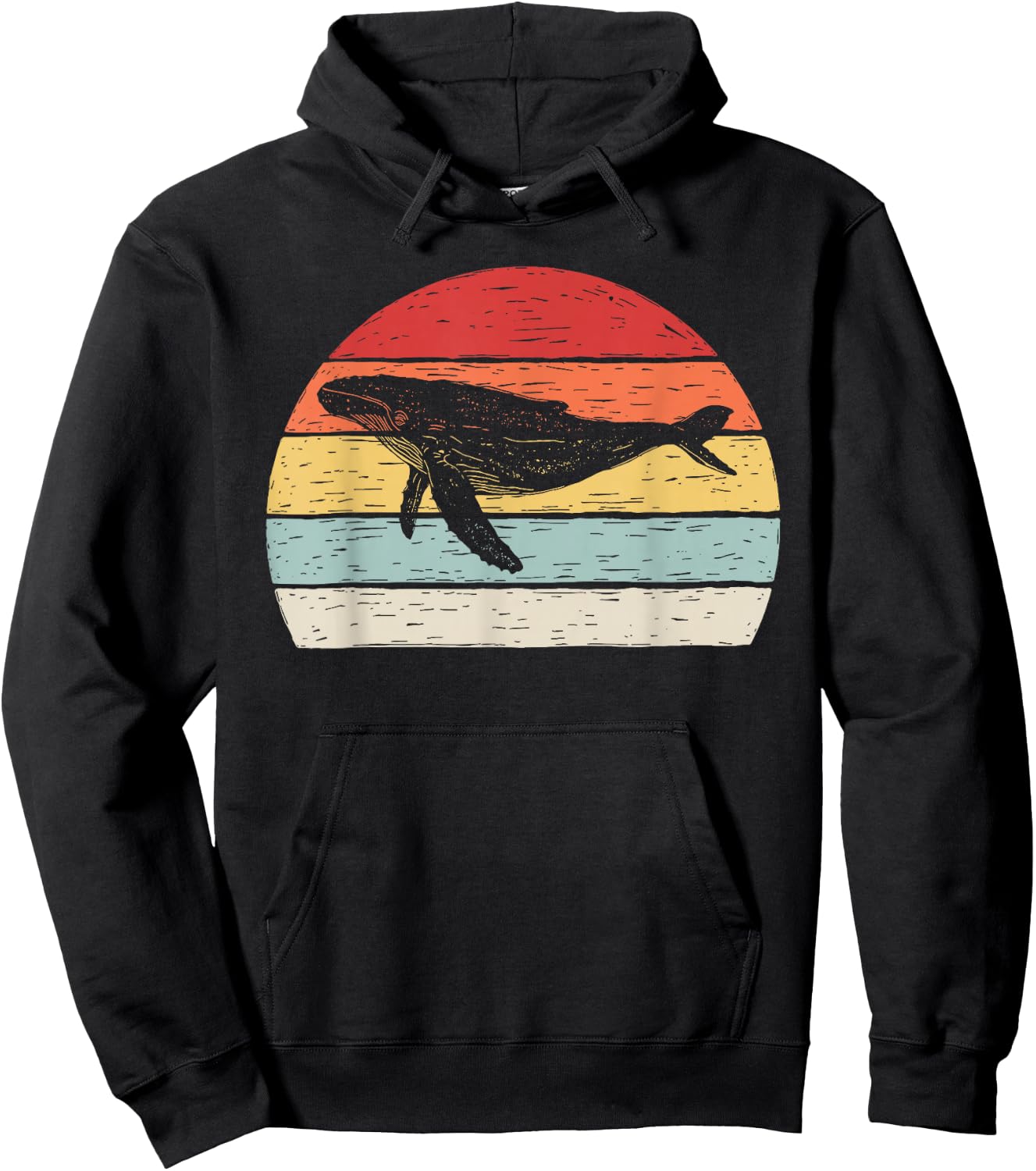 Vintage Retro Humpback Whale Hoodie - Hoodie | Black