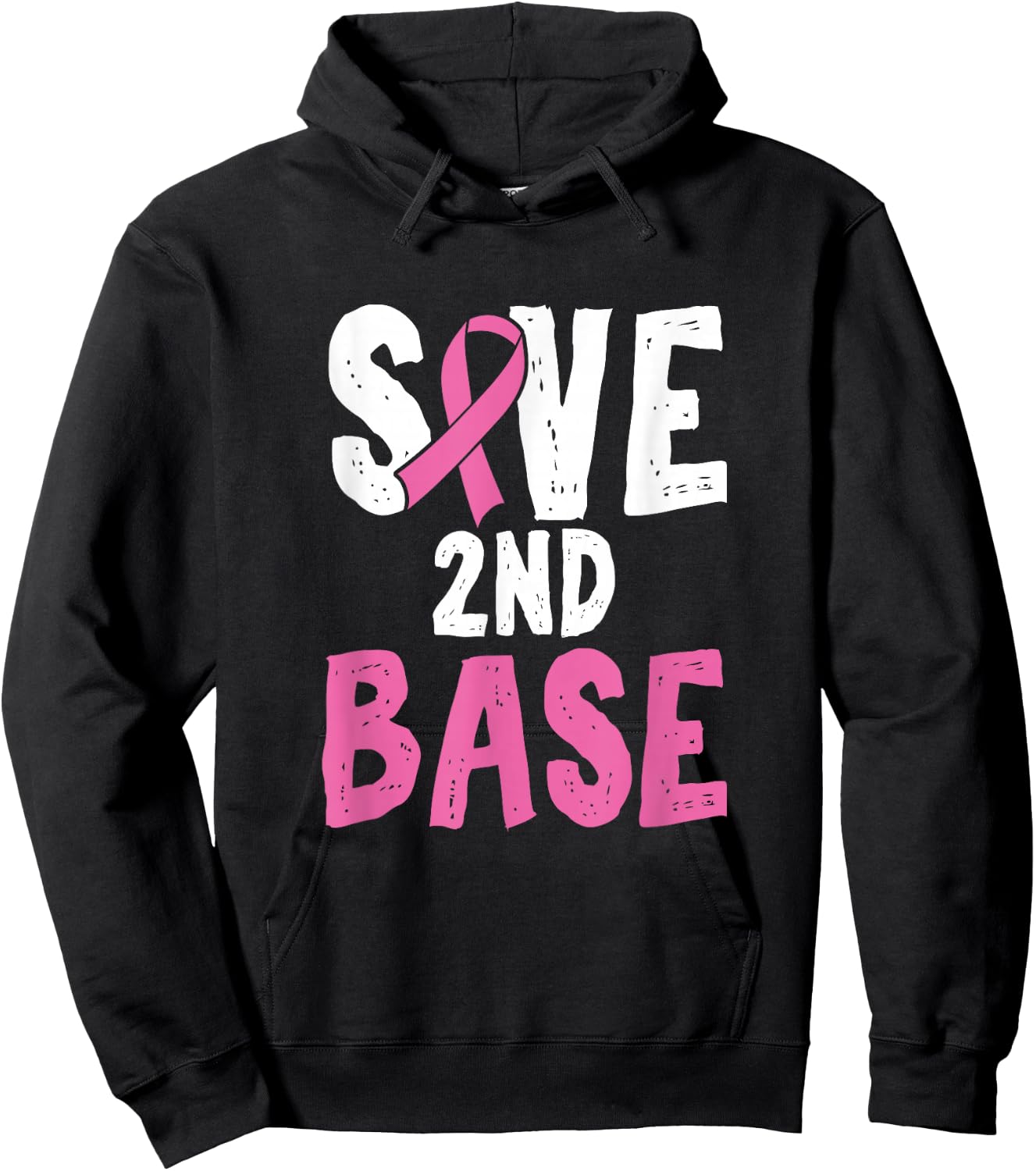Breast Cancer Awareness Month Saves Second Base Hoodie - Hoodie | Black