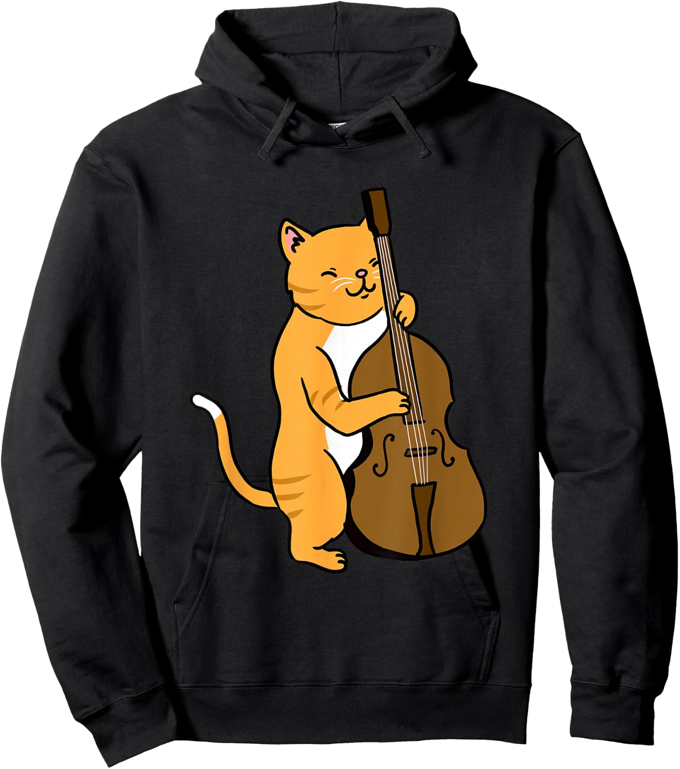 Cat Playing Upright Bass Hoodie - Hoodie | Black