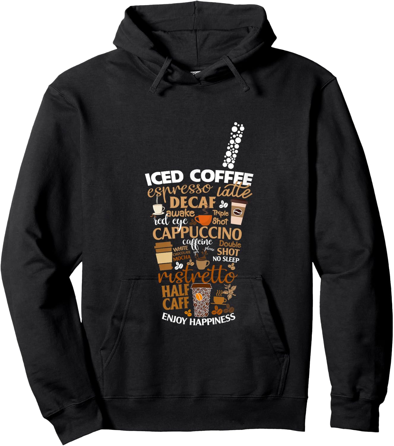 Iced Coffee Cup Coffee Lover But First Coffee Espresso Latte , Black, Small Hoodie - Hoodie | Black