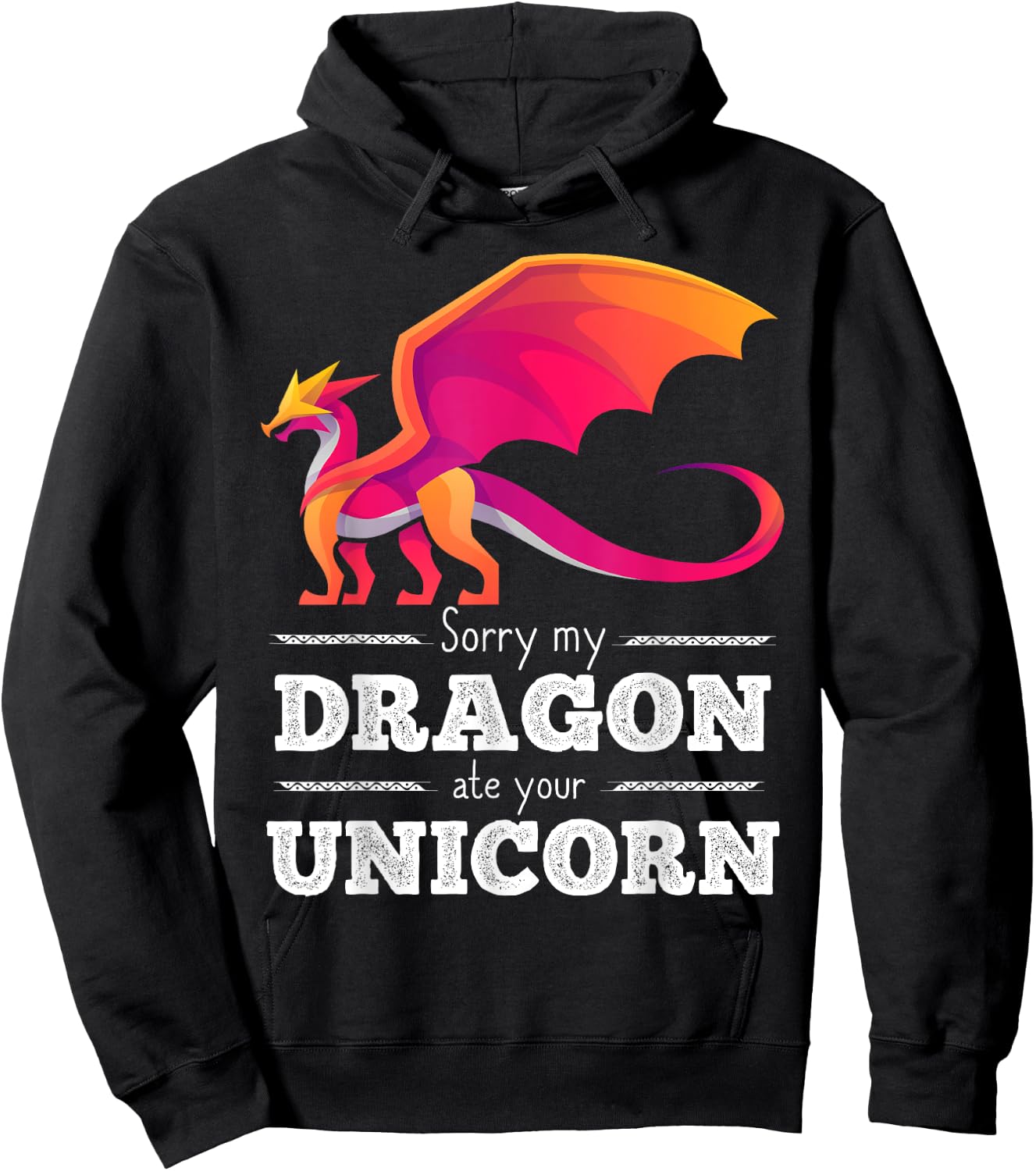 Sorry My Dragon Ate Your Unicorn Hoodie - Hoodie | Black