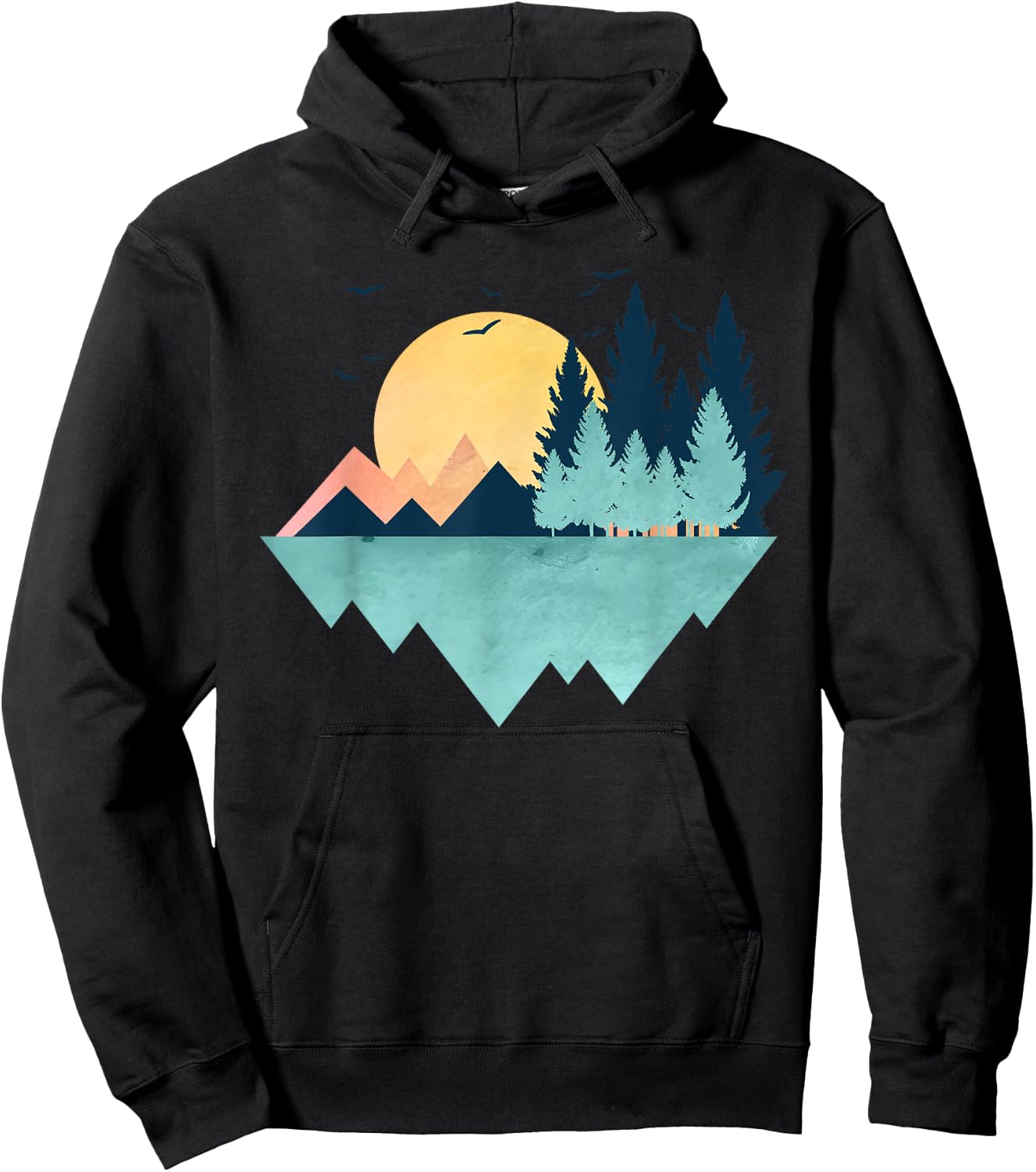 Funny Geometric Mountain Abstract Geometry Outdoor Gifts Hoodie - Hoodie | Black