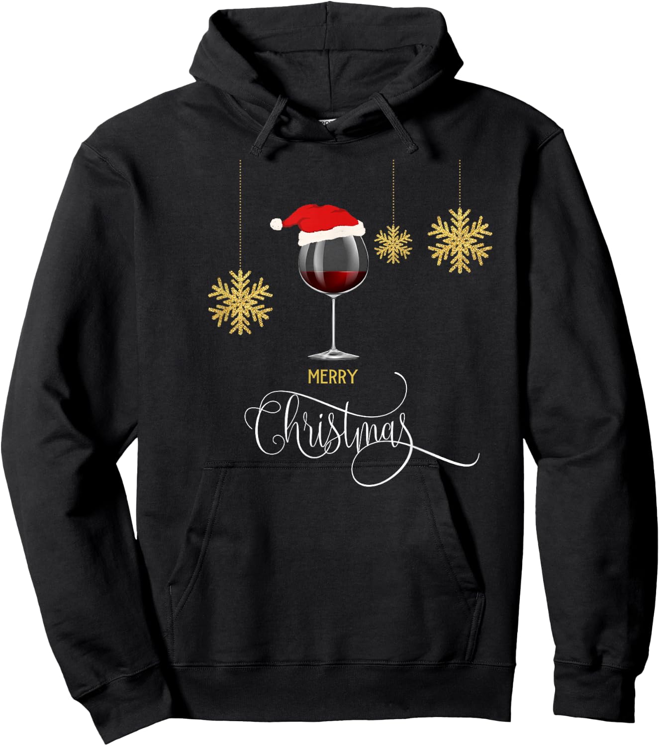 Red Wine Christmas Wine Glass Festive Holiday Women Xmas Hoodie - Hoodie | Black