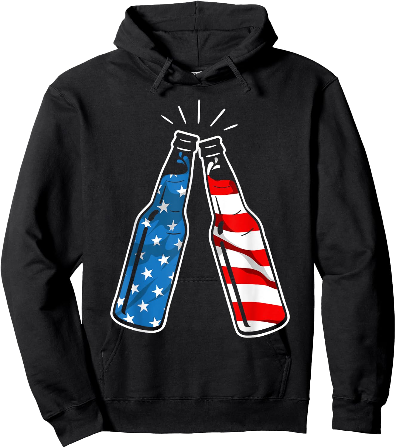 4th Of July Patriotic American Flag Beer Drinking Alcohol Women Men Hoodie - Hoodie | Black
