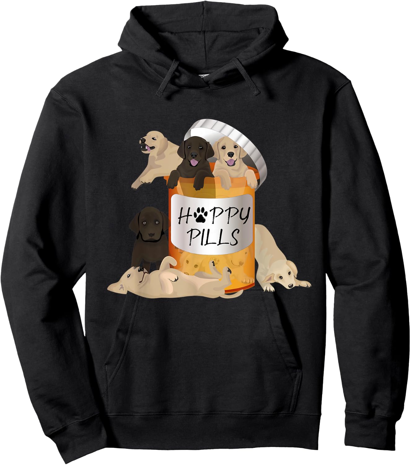 Gift Labrador Retriever Owner Happy Pills Antidepressant Hoodie - Hoodie | Black