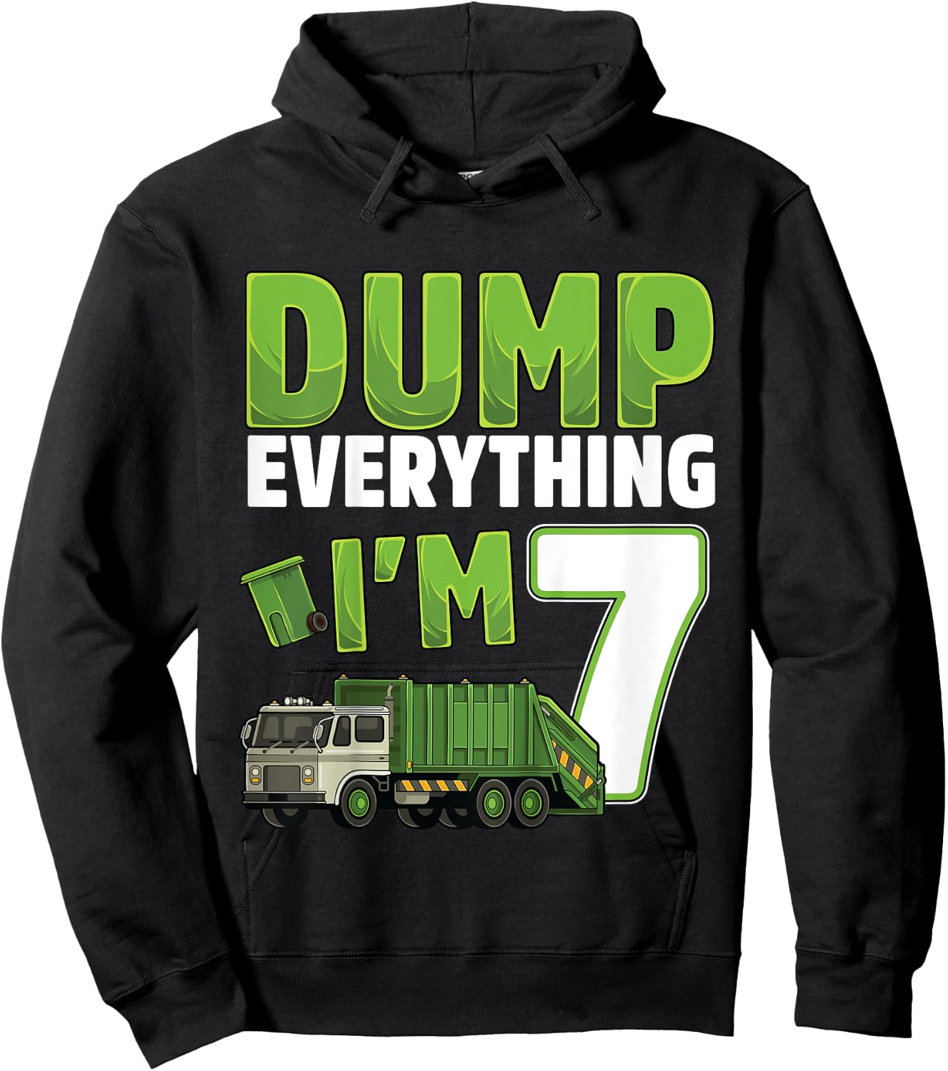 Kids Recycling Trash 7 Year Old Garbage Truck 7th Birthday Boy Hoodie - Hoodie | Black