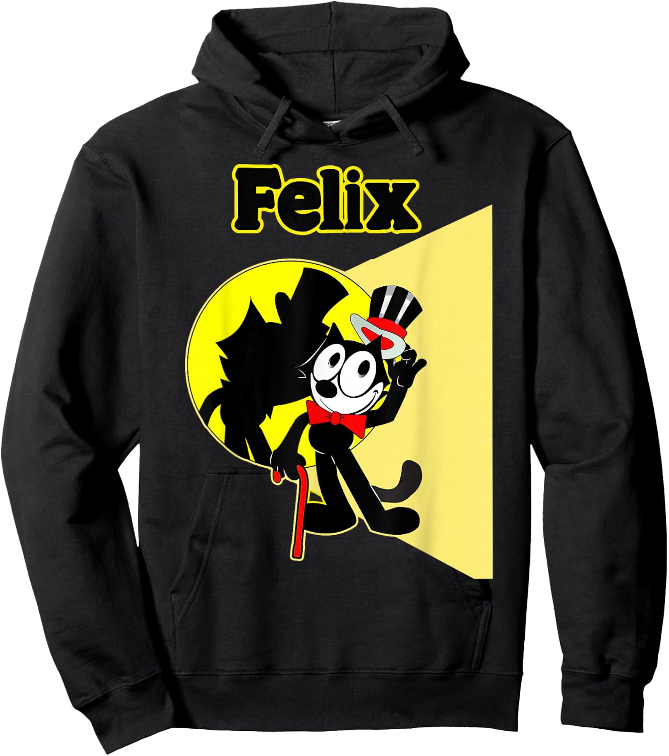 Felix Cartoon on-Stage in Spotlight Wears Bow Tie, Top Hat Hoodie - Hoodie | Black