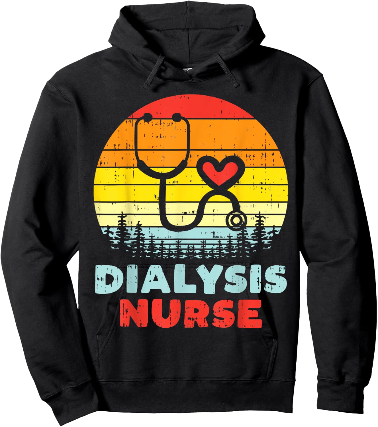 Dialysis Nurse Stethoscope Retro Nephrology Nursing Gift Hoodie - Hoodie | Black