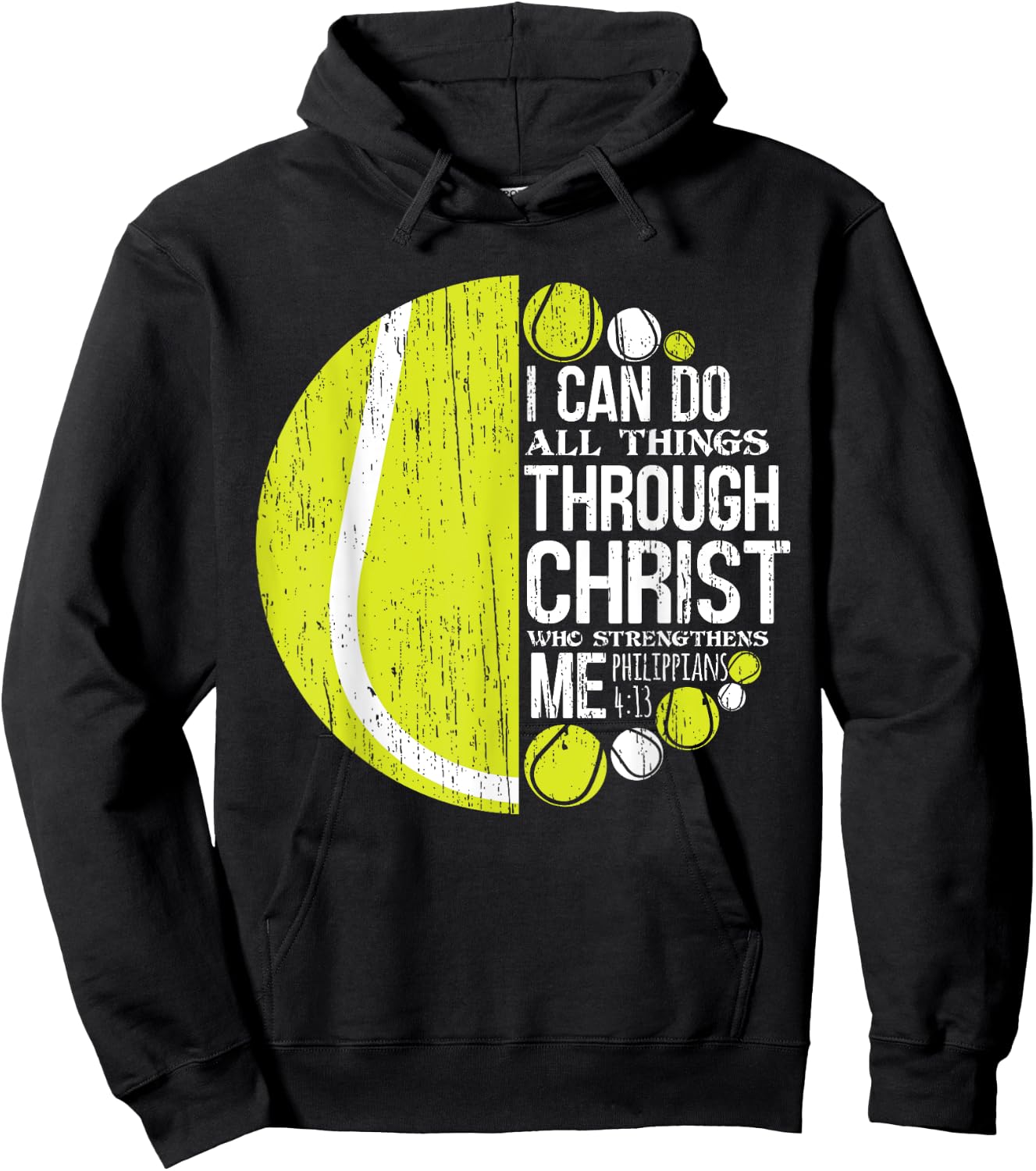 Christian Tennis Philippians 4:13 Gift Women Kids Hoodie - Hoodie | Black