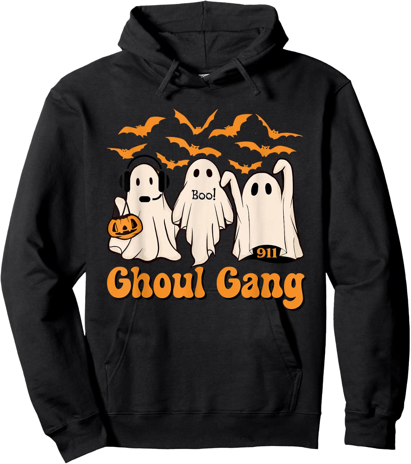 Halloween Dispatcher Boo Crew Police Dispatch Thin Gold Line Hoodie - Hoodie | Black