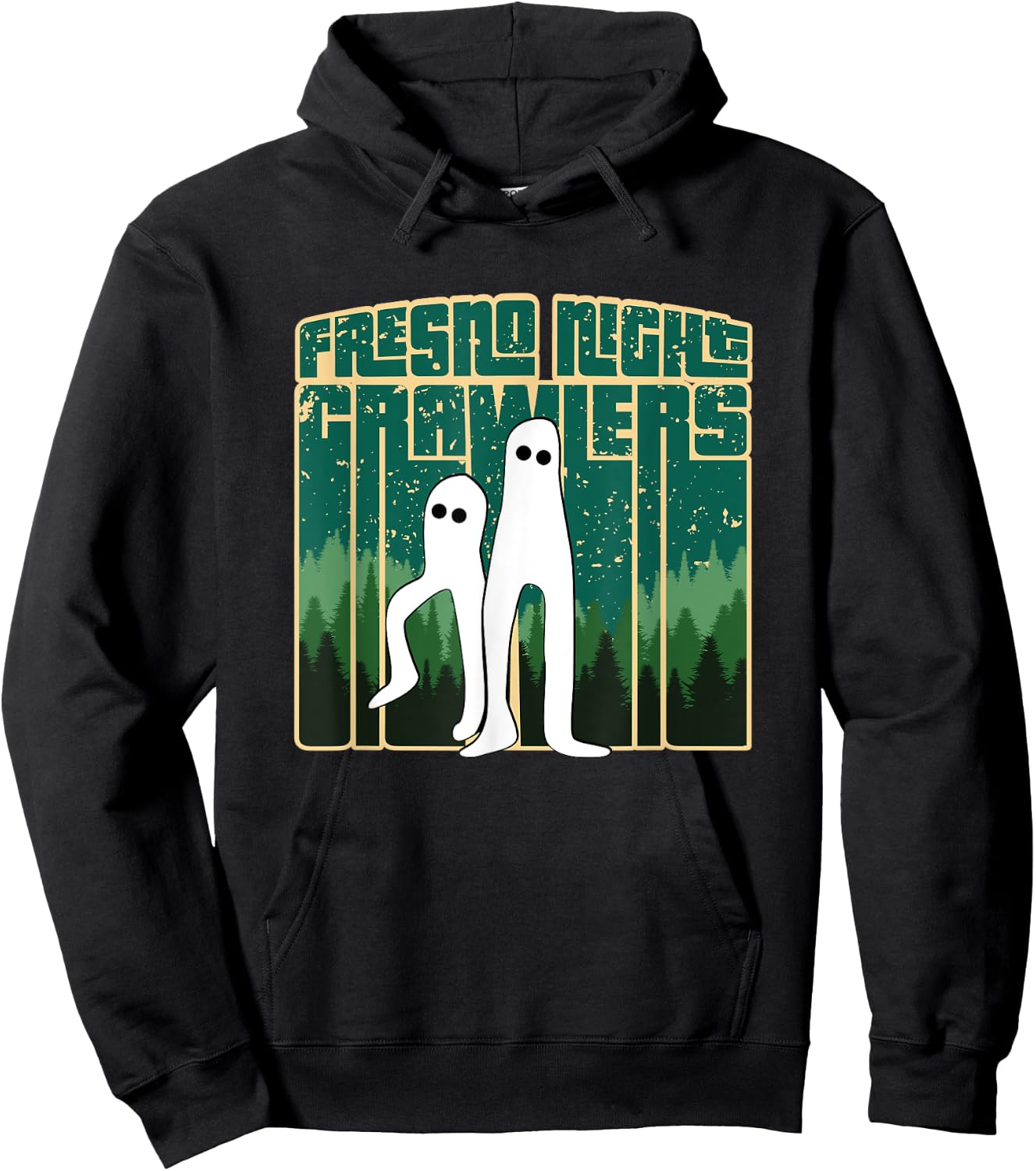 Fresno Night Crawlers - Retro Cute Cryptid Haunted Pants Hoodie - Hoodie | Black