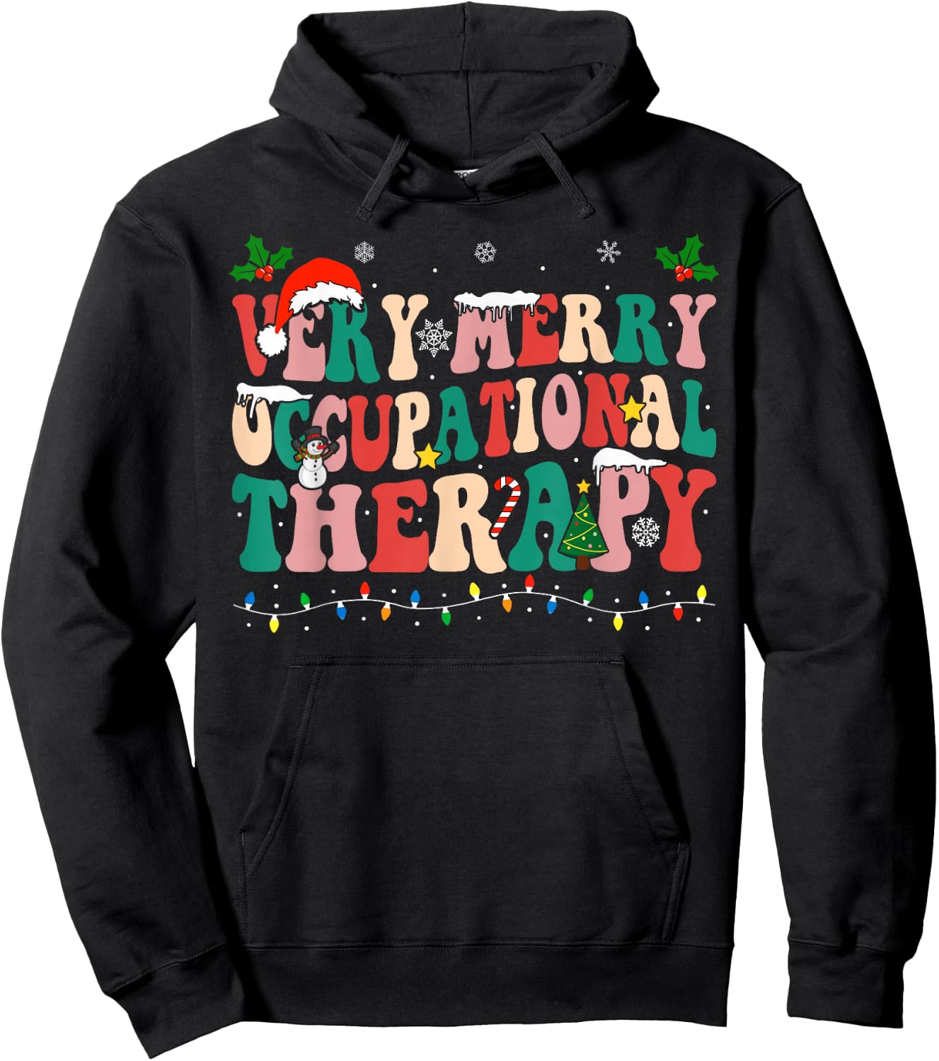Very Merry Occupational Therapy Christmas OT Squad Christmas Hoodie - Hoodie | Black