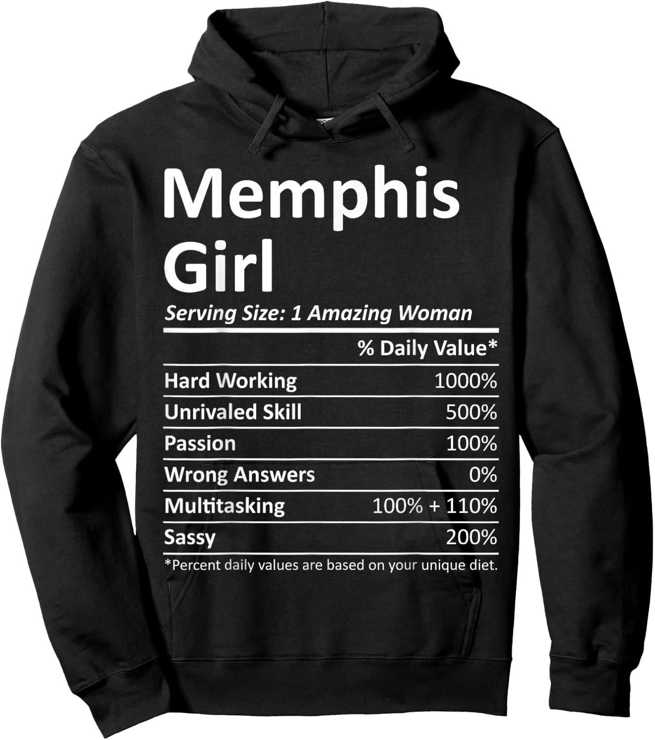 Proud Vintage Sport Born Living In Nutrition Facts Memphis Girl TN Tennessee Funny City Home Roots USA Gift Hoodie - Hoodie | Black