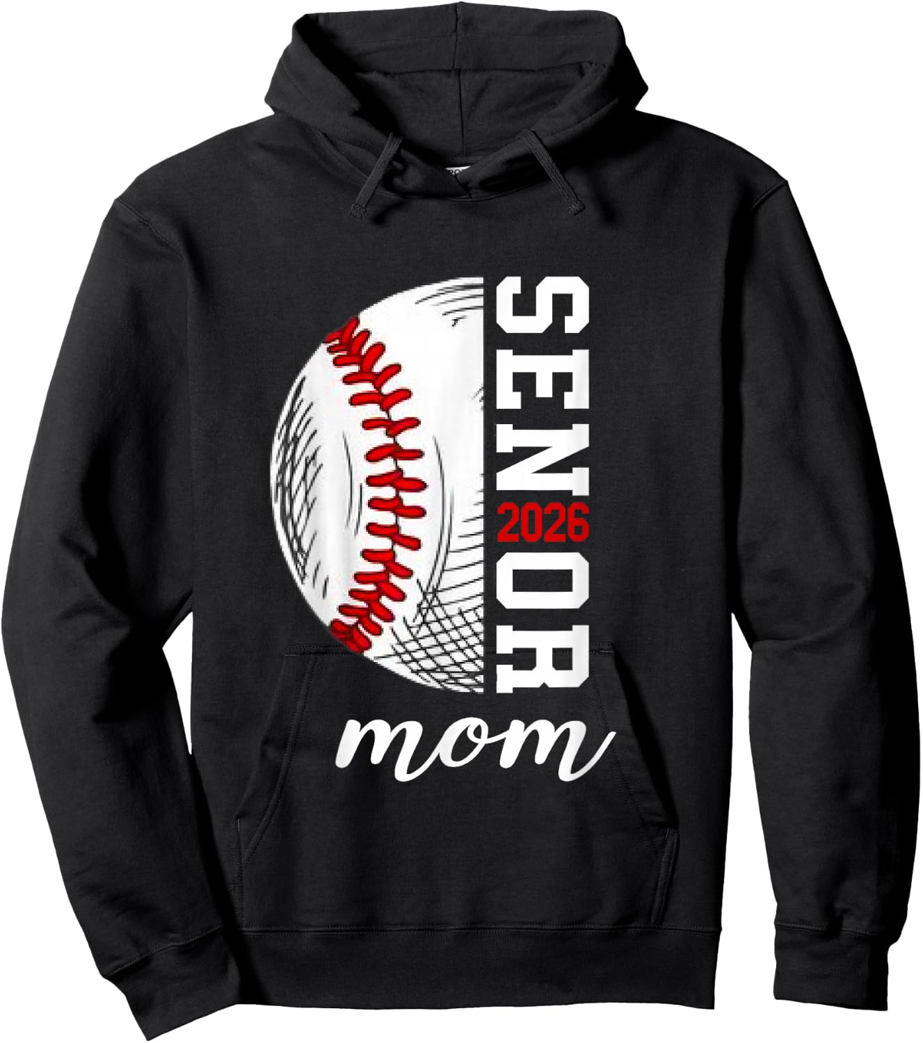 Class Of 2026 Graduation Player Senior Mom Baseball 2026 Hoodie - Hoodie | Black