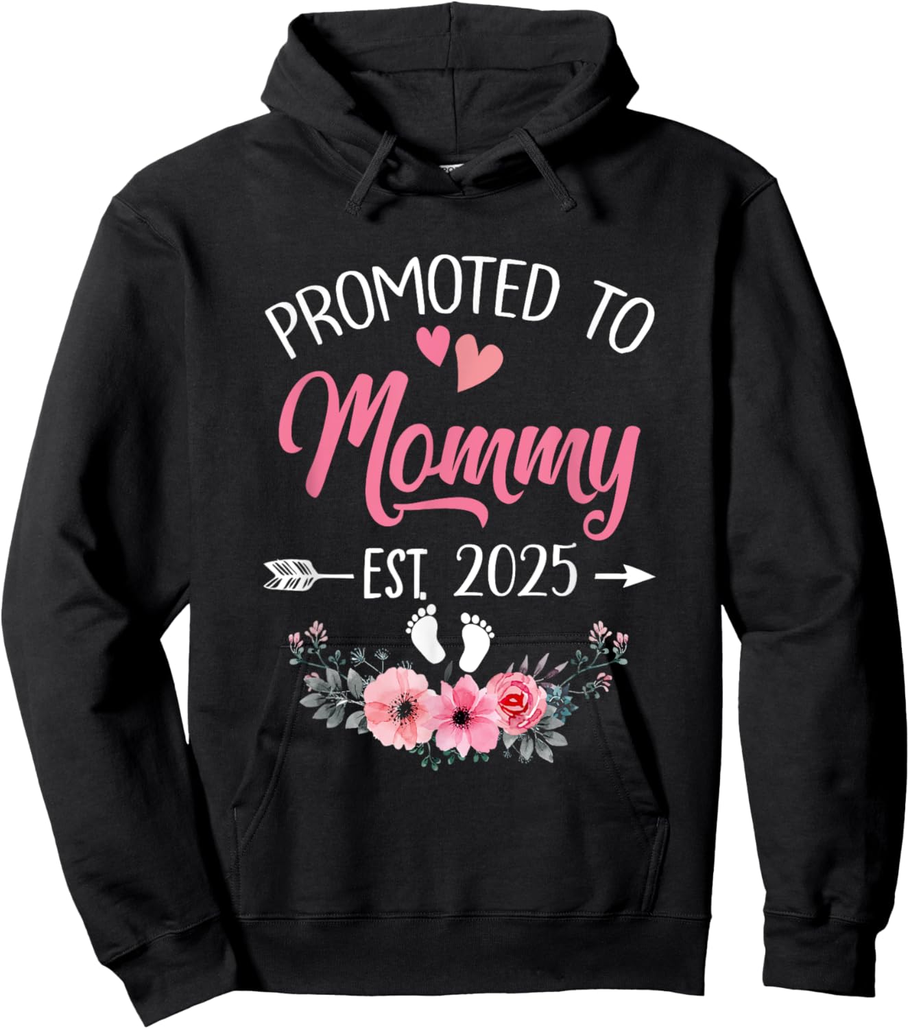 Promoted To Mommy Est 2025 Mothers Day First Time Hoodie - Hoodie | Black