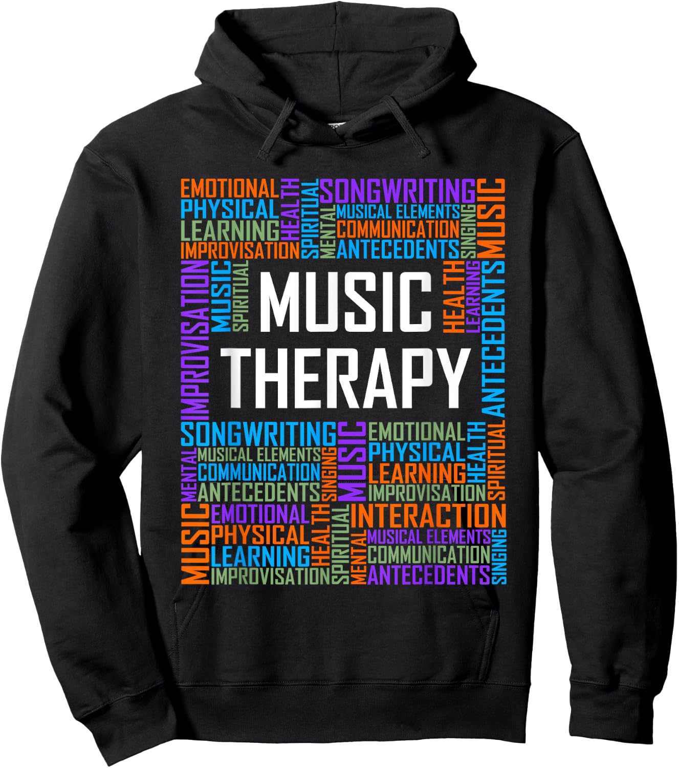 Music Therapy Words Gift Therapist Appreciation Graduation Hoodie - Hoodie | Black