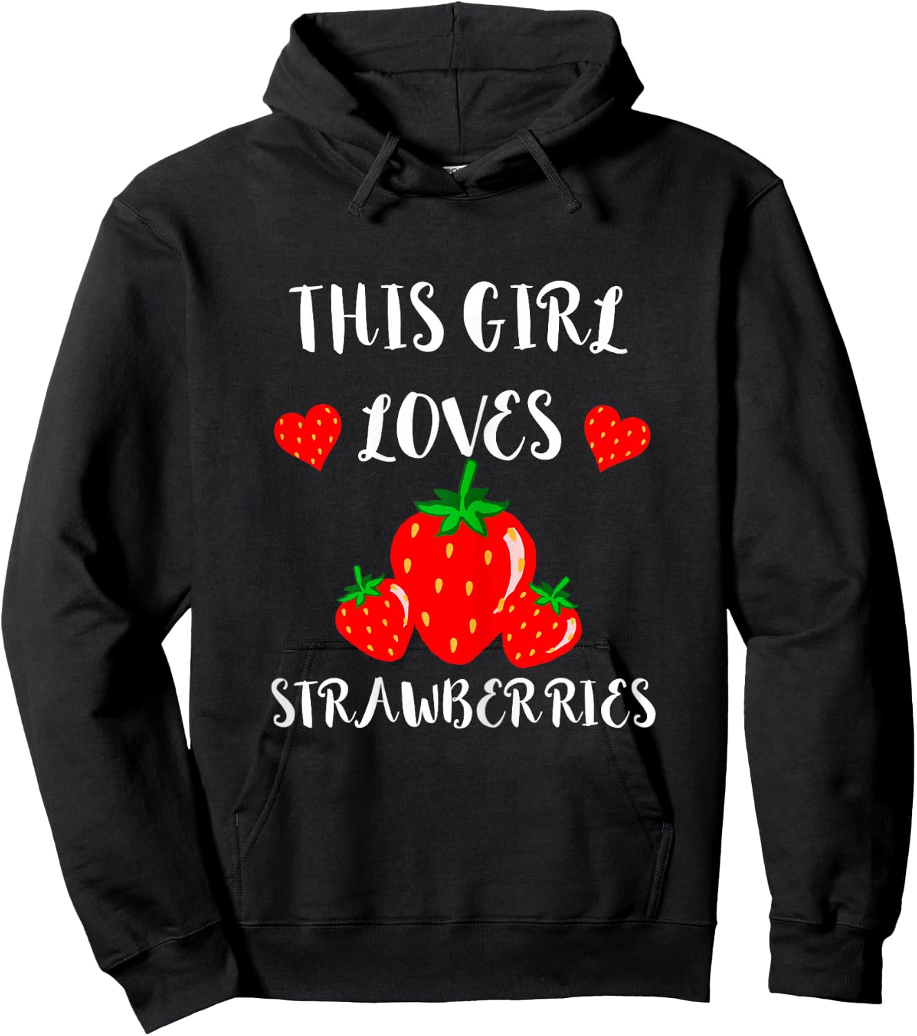 Strawberries Fruits Summer Fruit Sweet Strawberry Girl Hoodie - Hoodie | Black