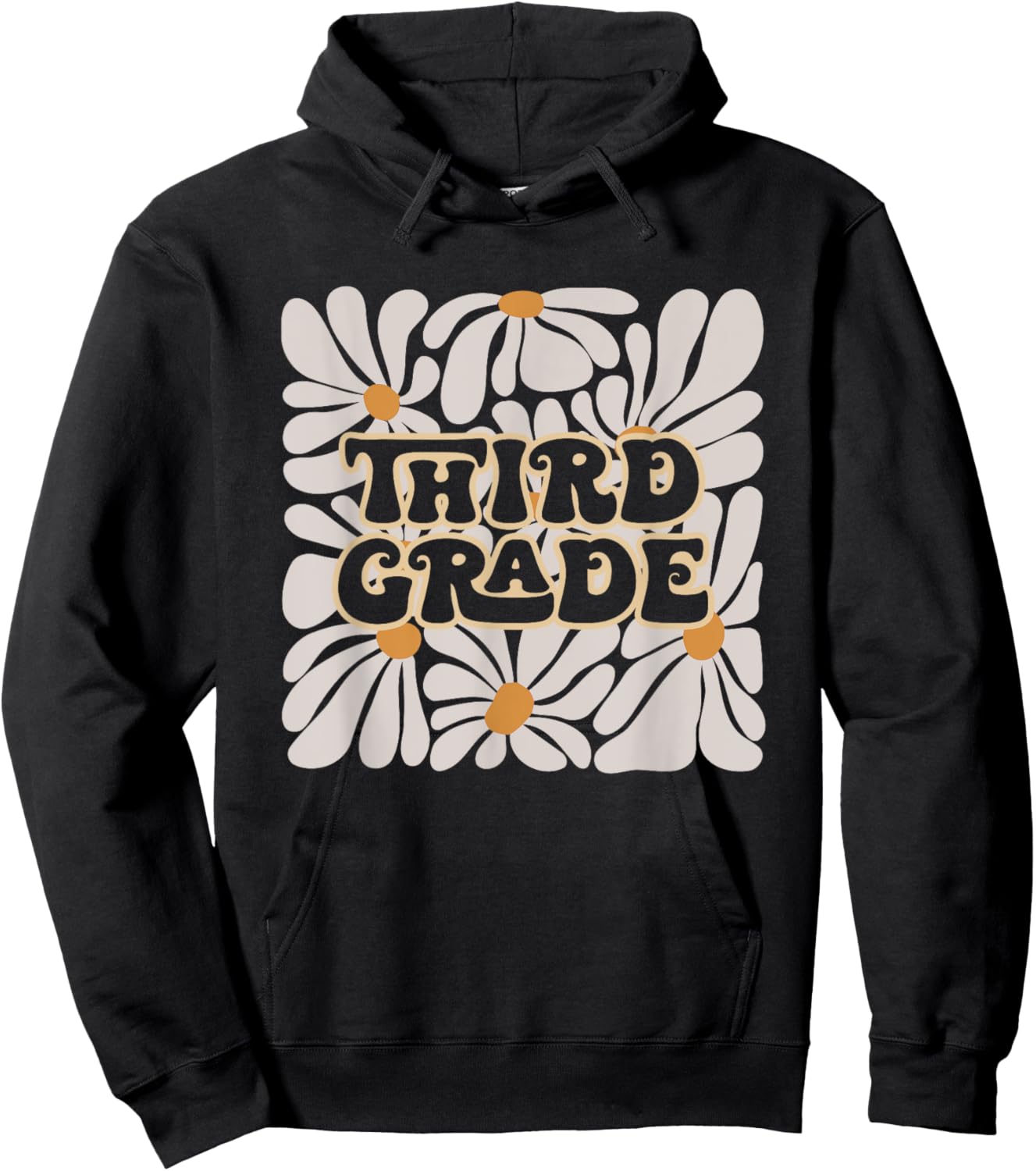 Retro Flower Power Squared Third 3rd Grade Back To School Hoodie - Hoodie | Black