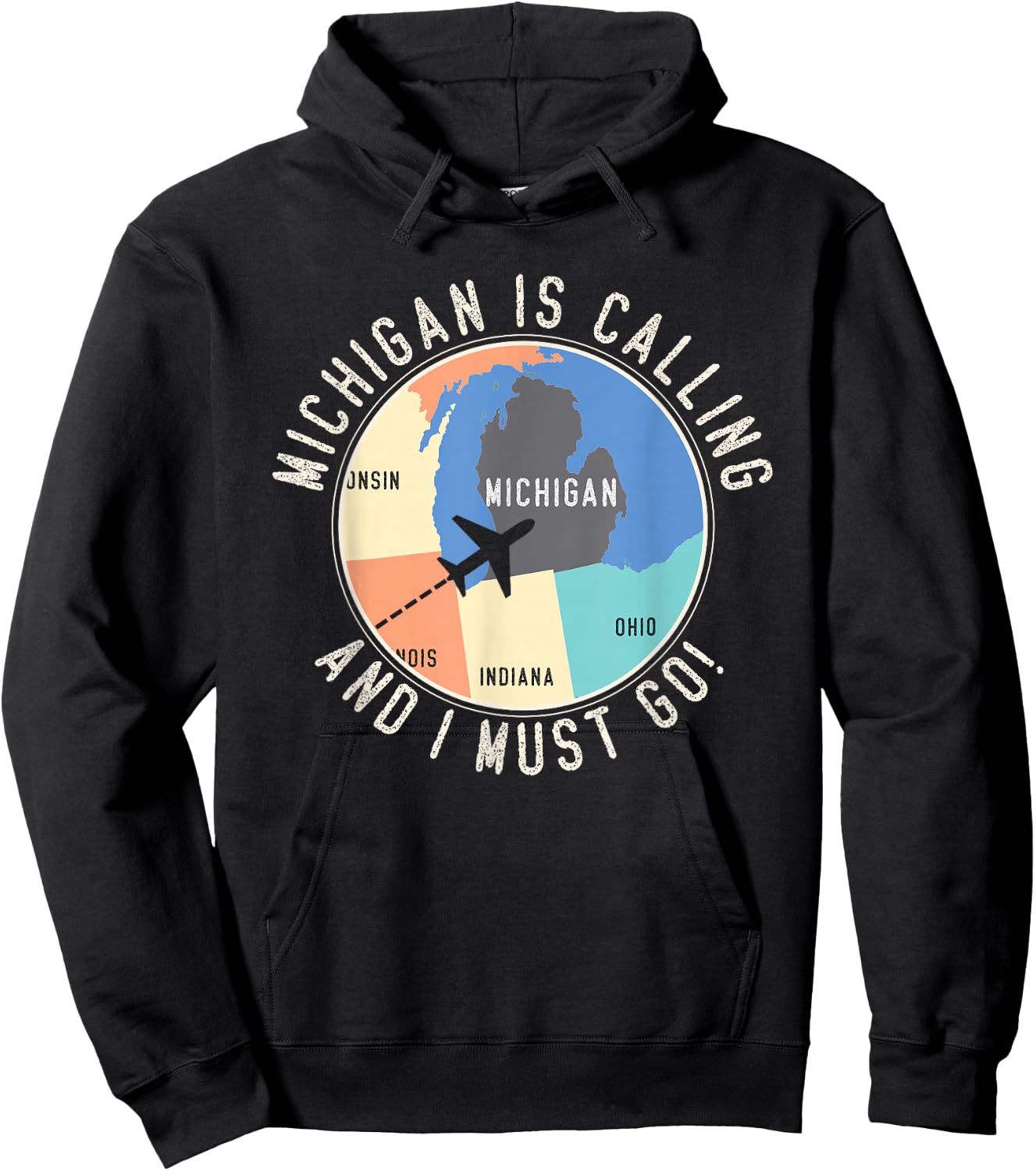Michigan Is Calling And I Must Go Michigan Map Hoodie - Hoodie | Black