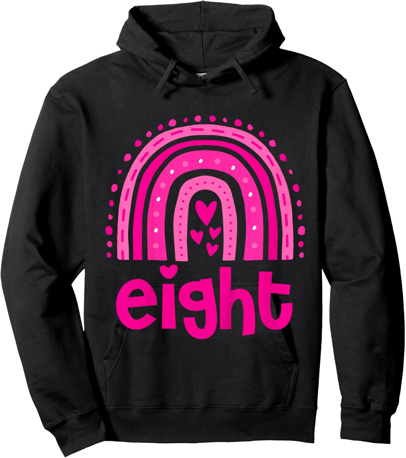 Girl's Birthday Eight 8 Years Old 8th Birthday Pink Rainbow Hoodie - Hoodie | Black