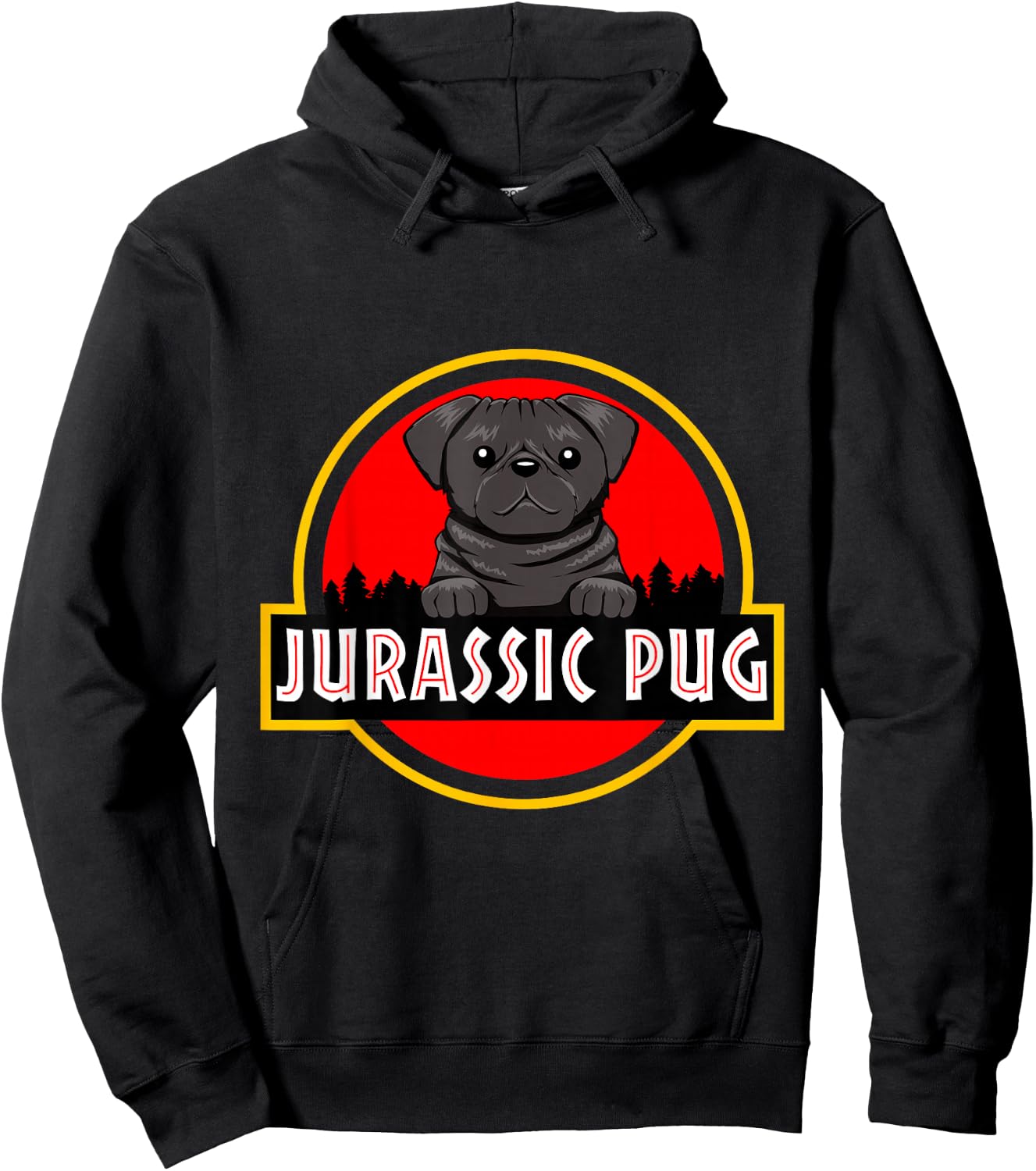 Jurassic Pug Gift Dog lovers, Funny Pug Hoodie - Hoodie | Black