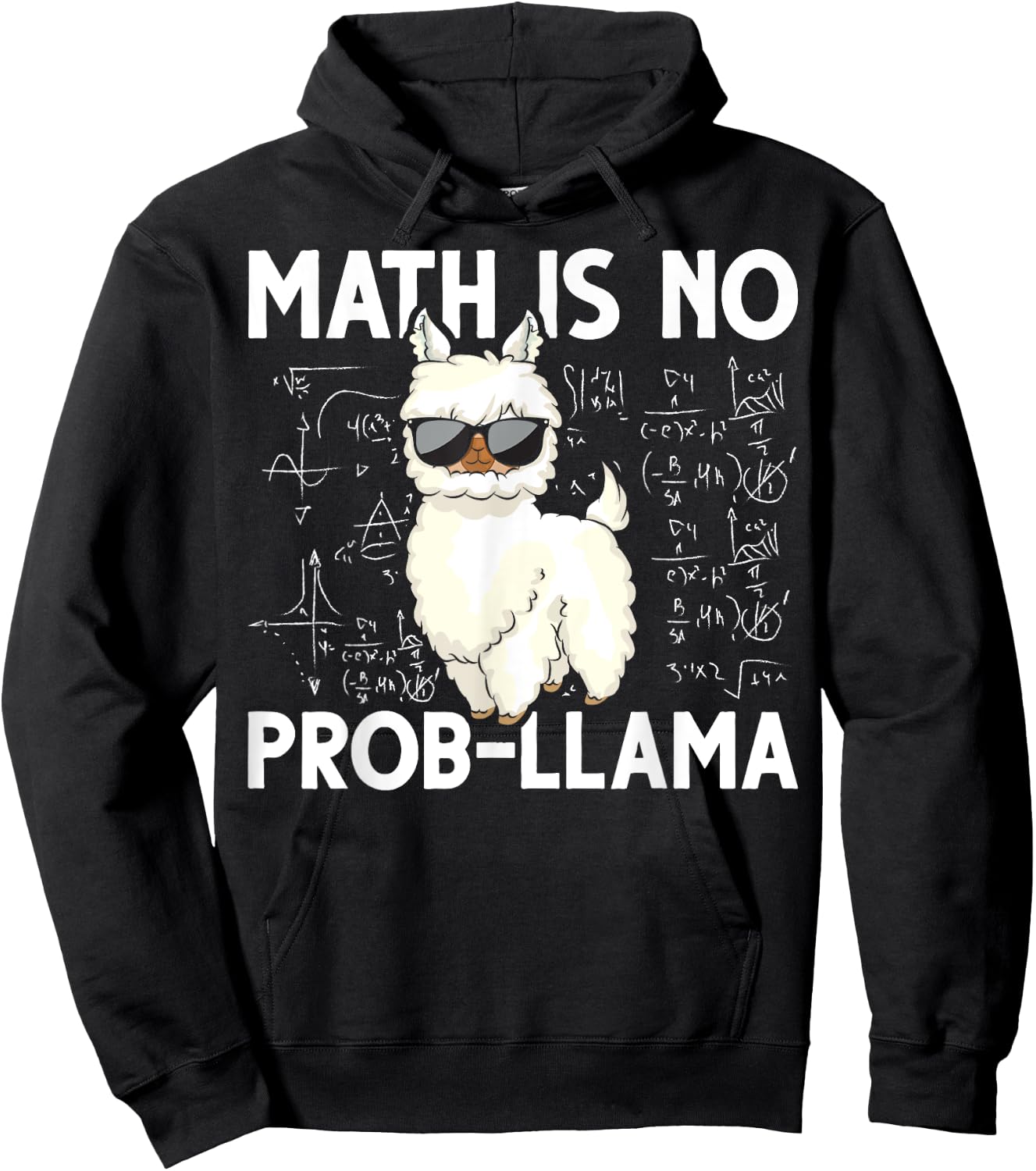 Funny Math Nerd Geek Llama Animal Alpaca Mathematician Math Hoodie - Hoodie | Black
