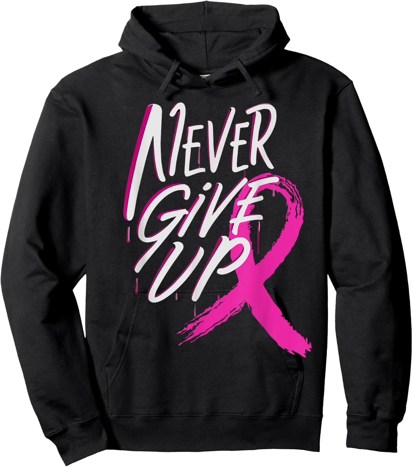 Never give up Breast Cancer Awareness Pink Ribbon Hoodie - Hoodie | Black