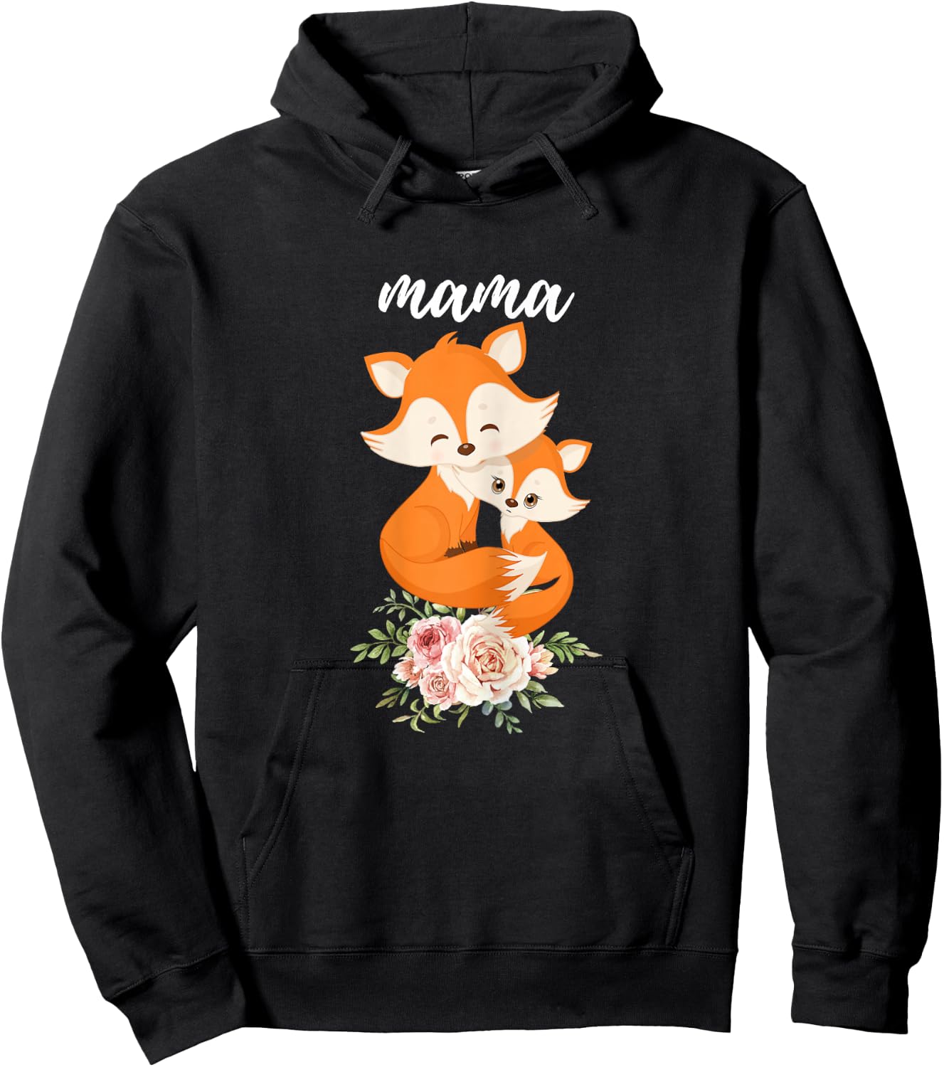 Mama Fox Shirt New Mom Foxes Moms Gift Mothers Day Hoodie - Hoodie | Black