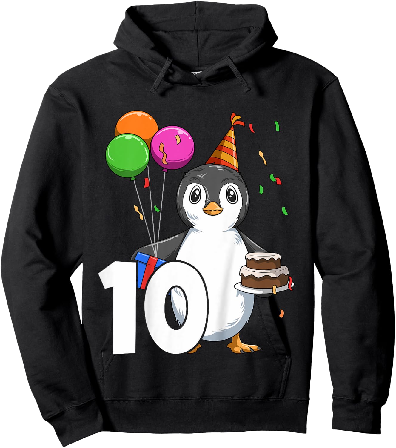 Penguin Birthday 10 Penguin 10th Birthday Penguin Party 10th Hoodie - Hoodie | Black