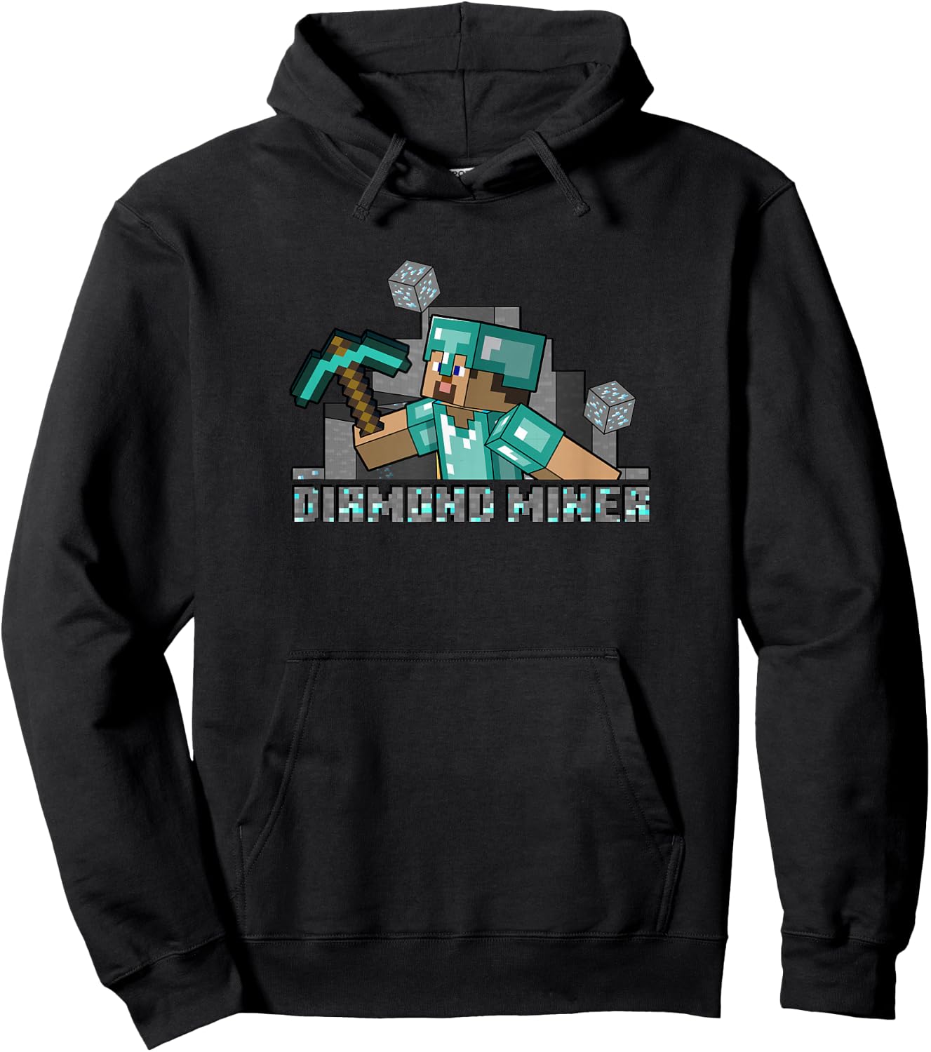 Minecraft Steve Diamond Miner Hoodie - Hoodie | Black