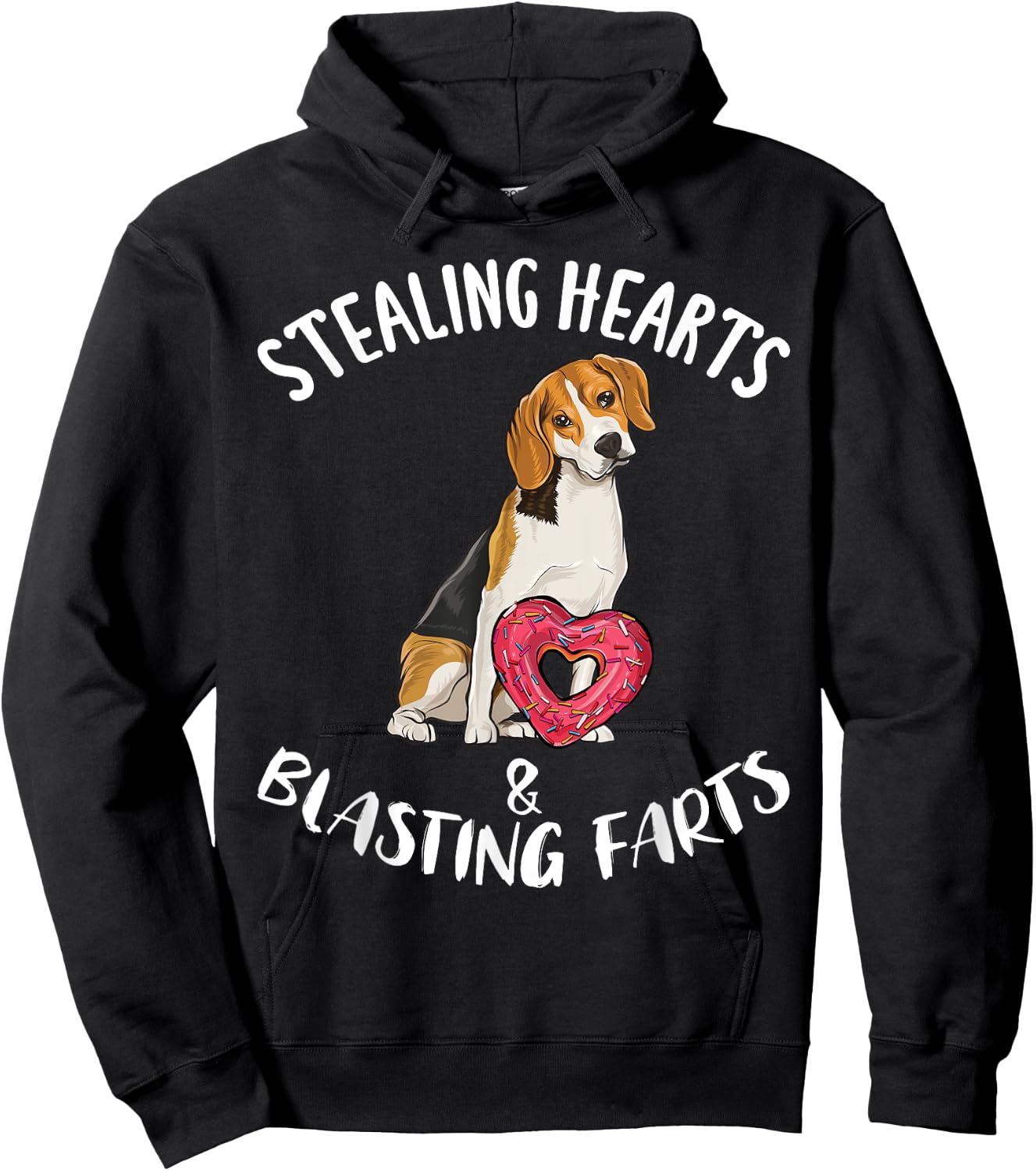 Stealing Hearts Blasting Farts Beagle Valentines Day Hoodie - Hoodie | Black