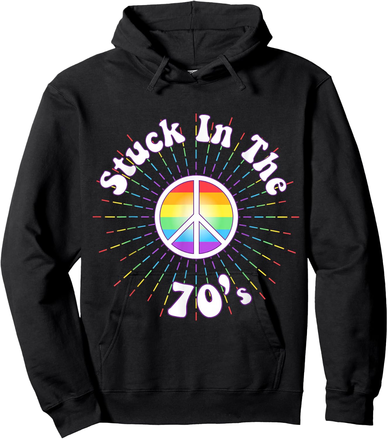 Stuck in the 70s Retro Peace Seventies Flower Power Hoodie - Hoodie | Black