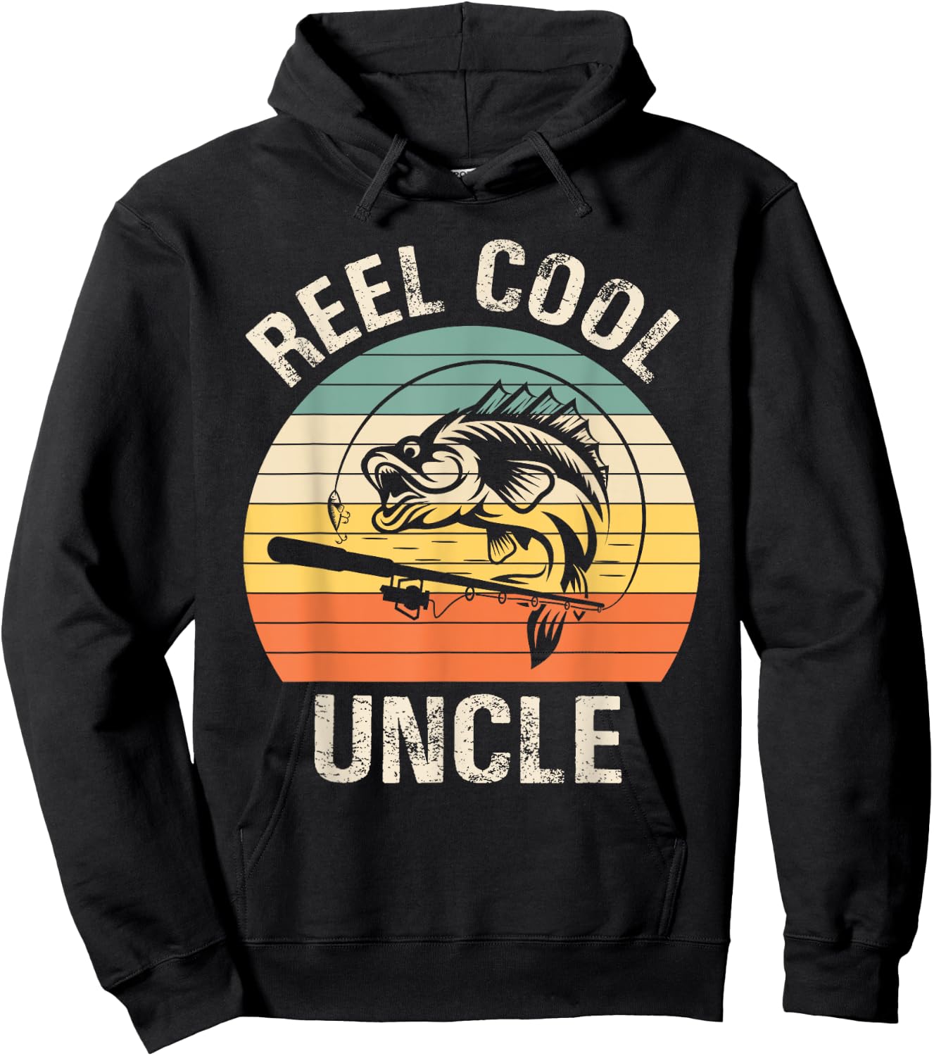 Reel Cool Uncle Fishing Funny Gift Hoodie - Hoodie | Black