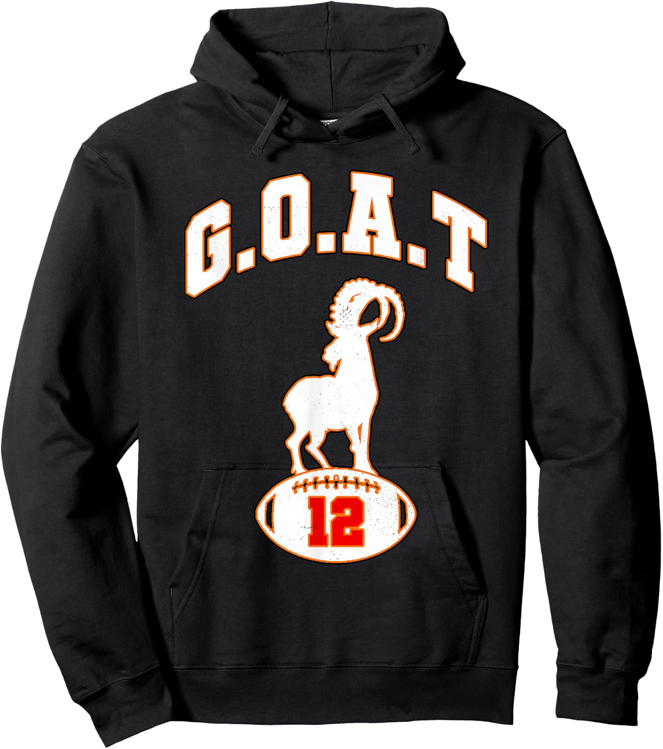 Vintage Distressed GOAT 12 Football Hoodie - Hoodie | Black