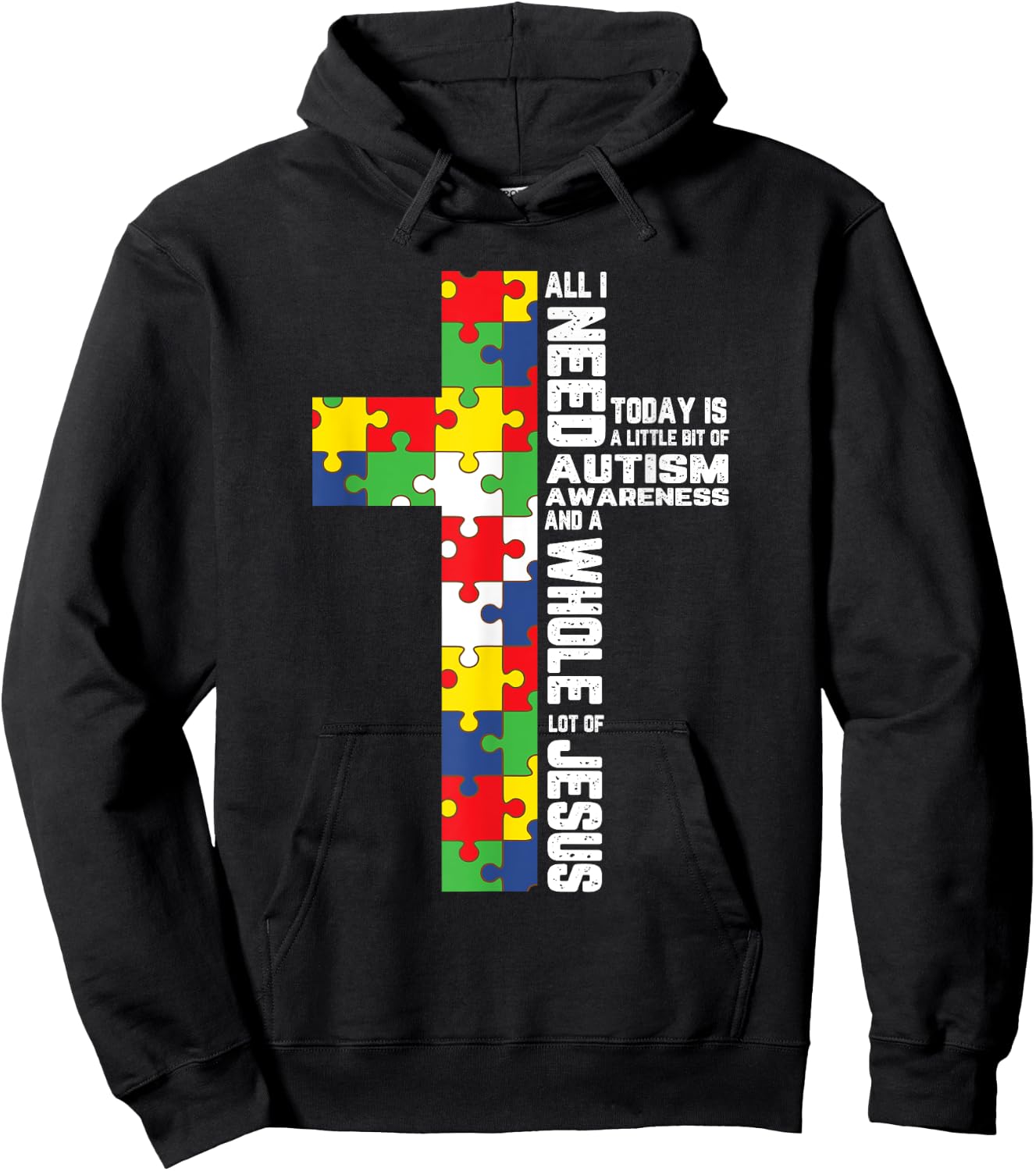 Autism Awareness Jesus Cross Puzzle Cool Christian Gifts Hoodie - Hoodie | Black