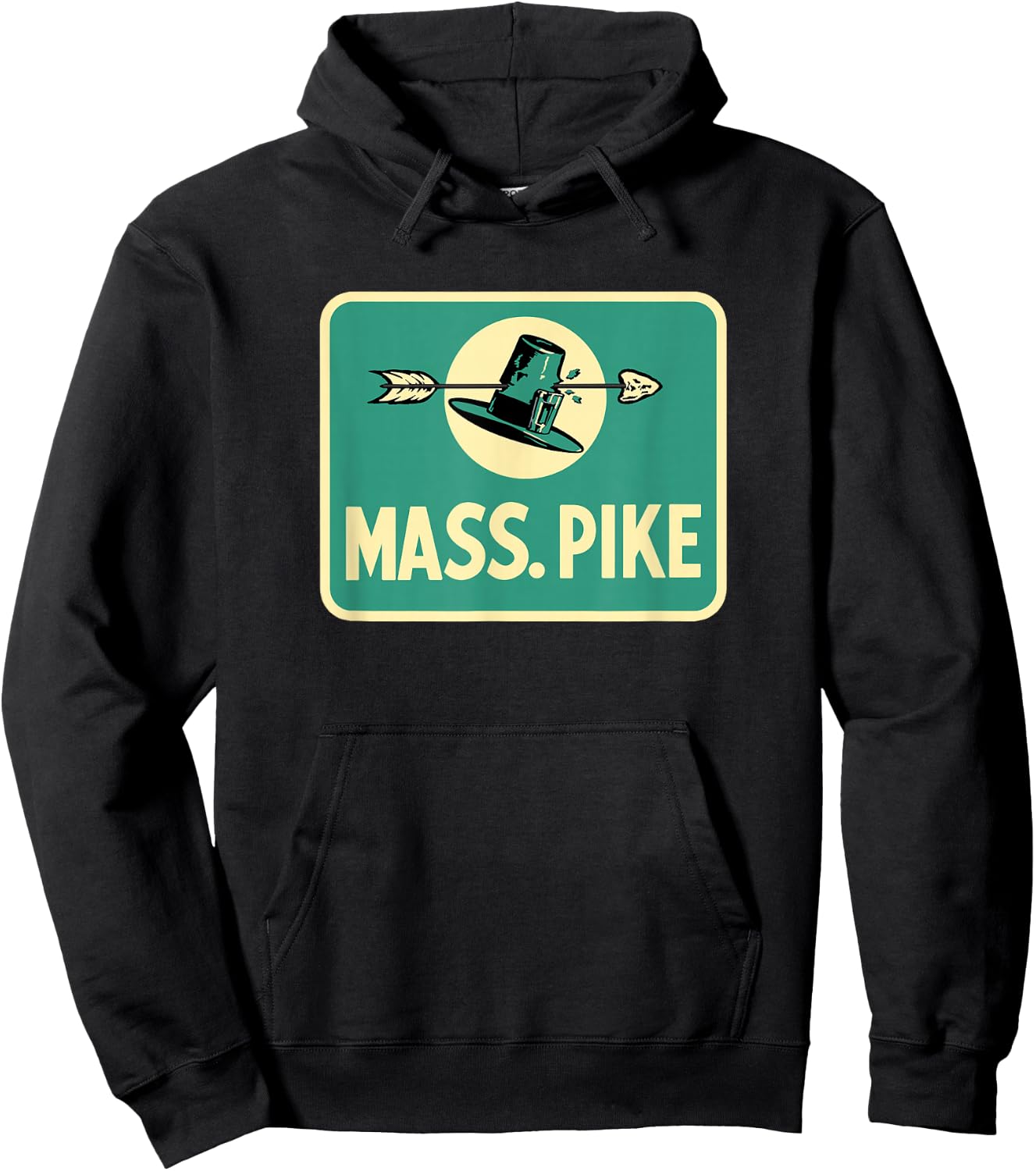 Mass Pike Road Sign Massachusetts Turnpike Route 90 Hoodie - Hoodie | Black