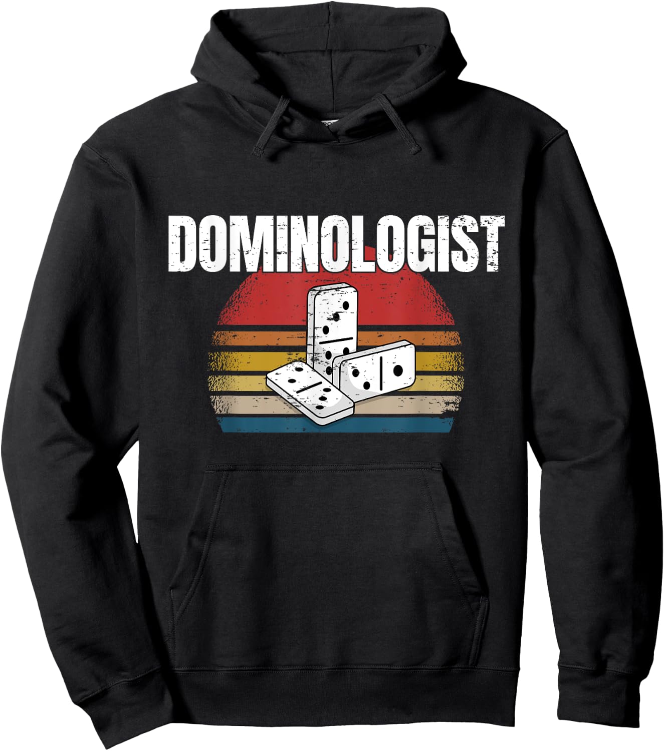 Retro Domino Player Dominoes Game Dominologist Funny Saying Hoodie - Hoodie | Black