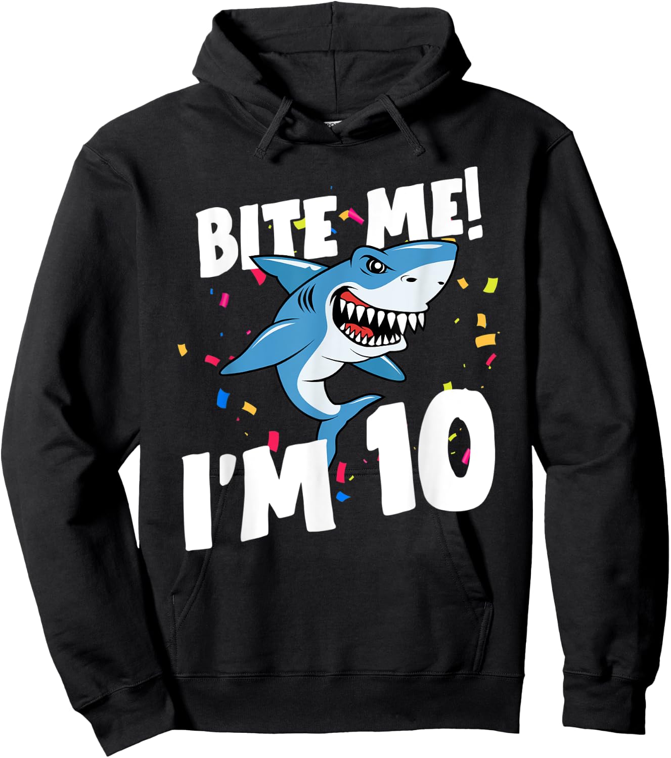 Boys 10 Years Old Happy Birthday Gifts Fun Party Shark Shirt Hoodie - Hoodie | Black