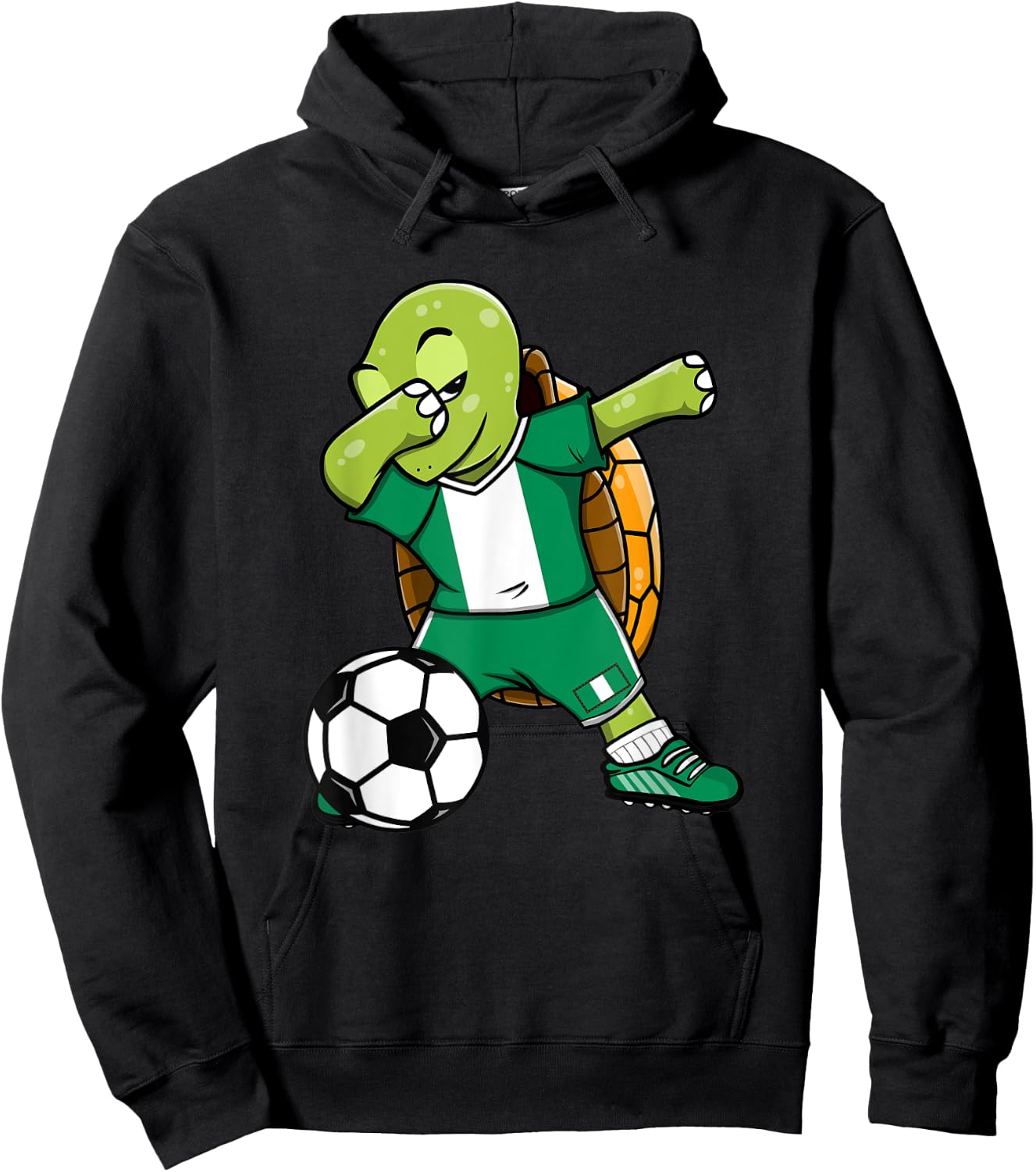 Dabbing Turtle Nigeria Soccer Fans Jersey Nigerian Football Hoodie - Hoodie | Black