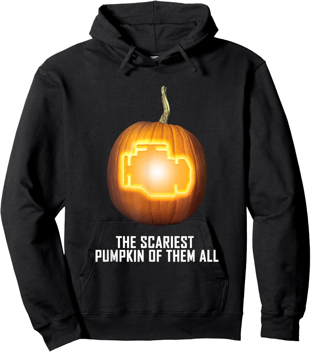 Scariest Pumpkin Funny Mechanic Halloween Check Engine Hoodie - Hoodie | Black