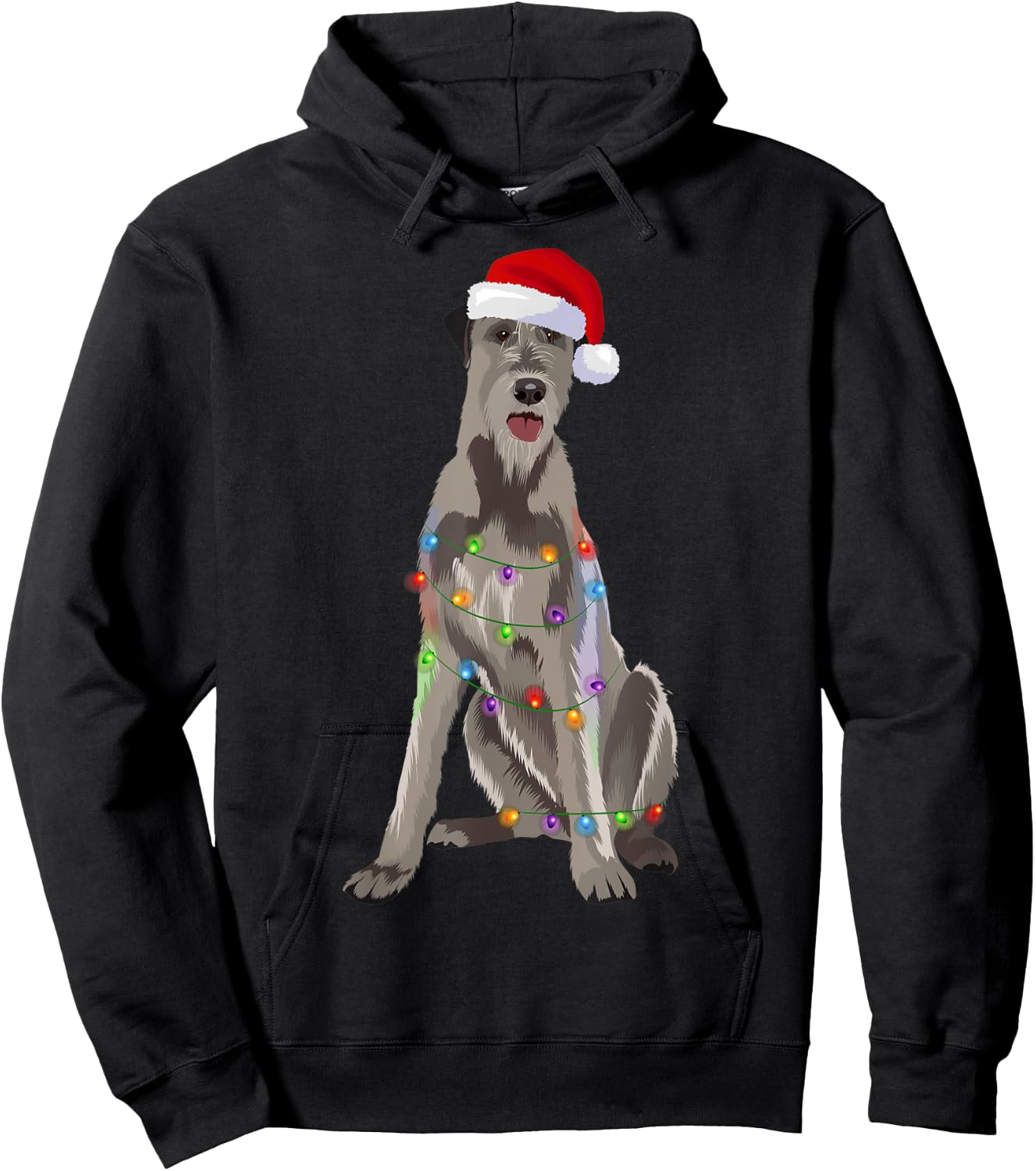 Irish Wolfhound Christmas Lights Xmas Dog Lover Men Women Kids Hoodie - Hoodie | Black