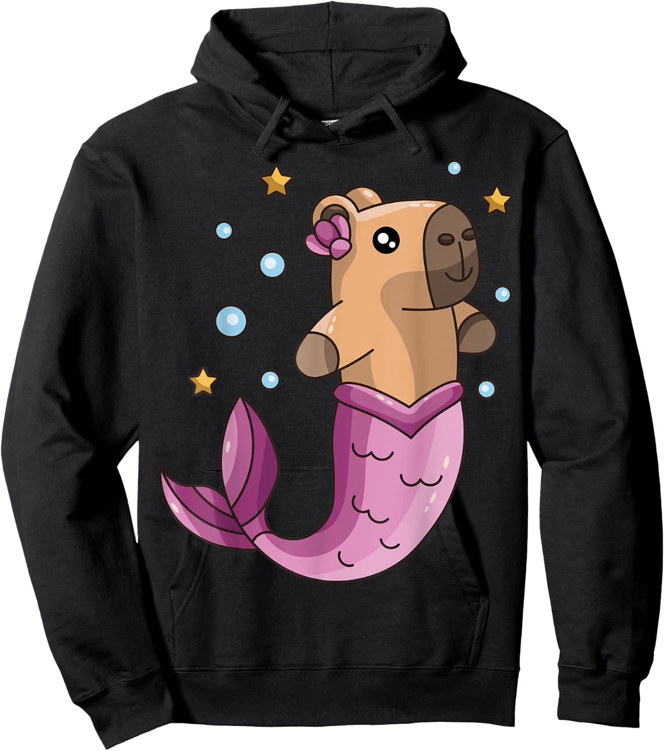 Capybara Mermaid Pink Costume Rodent Girls Under Sea Party Hoodie - Hoodie | Black