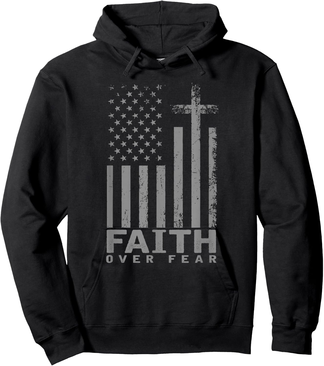 America Pride US Flag Faith Over Fear Prayer Hoodie - Hoodie | Black