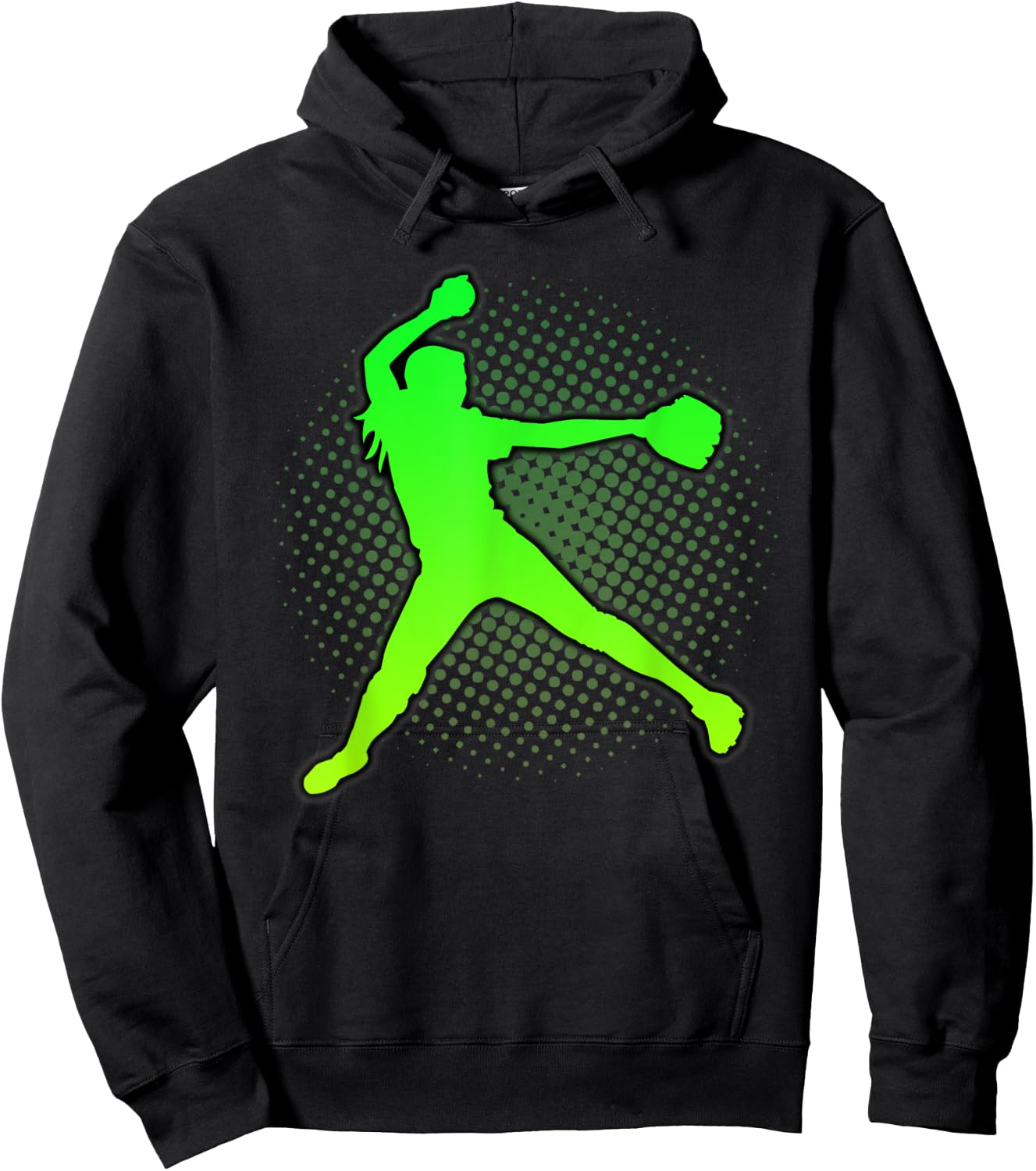 Softball Girls & Women's Gift Green Yellow Fast Pitch Teen Hoodie - Hoodie | Black