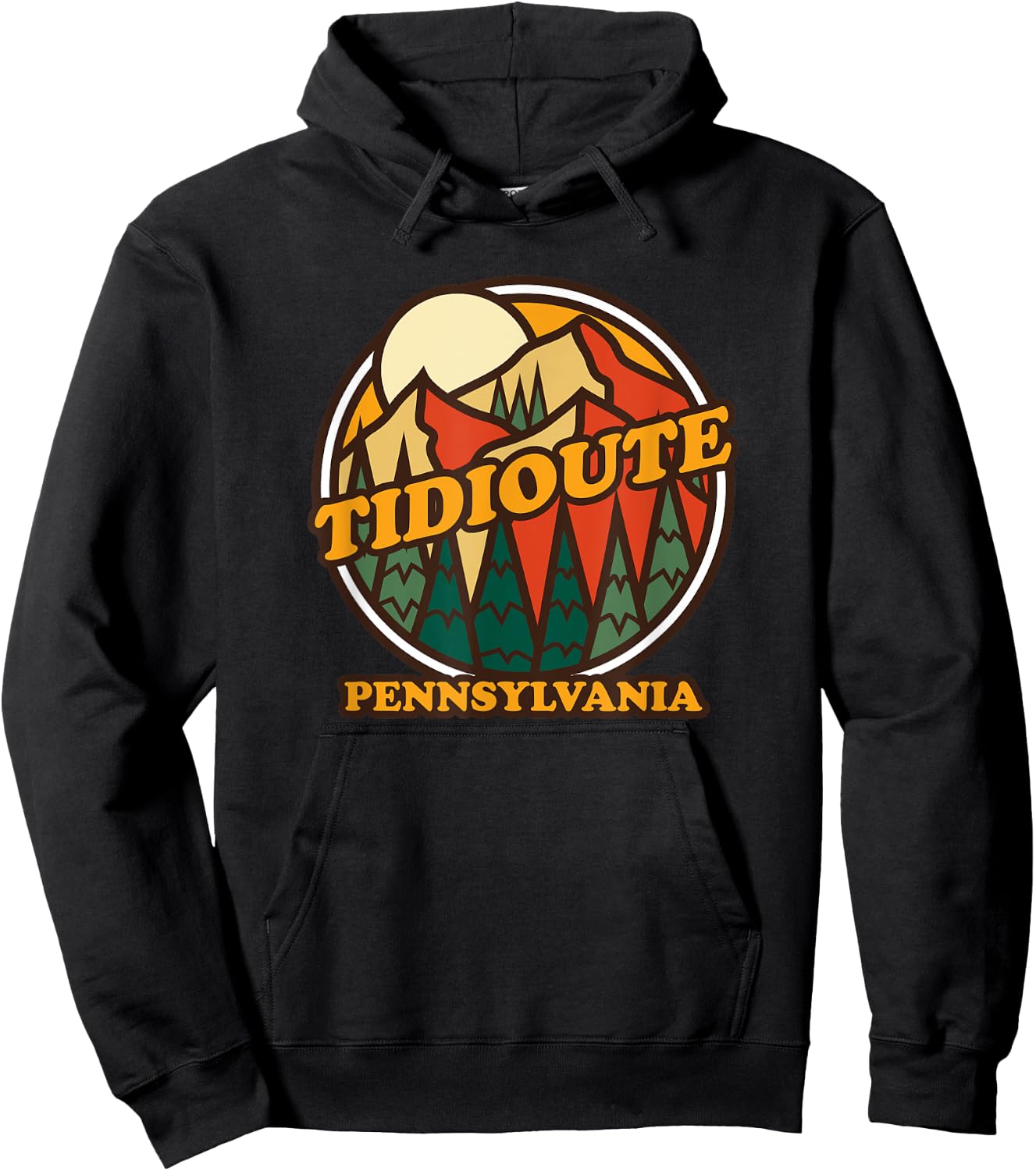 Vintage Tidioute Pennsylvania Mountain Hiking Souvenir Print Hoodie - Hoodie | Black